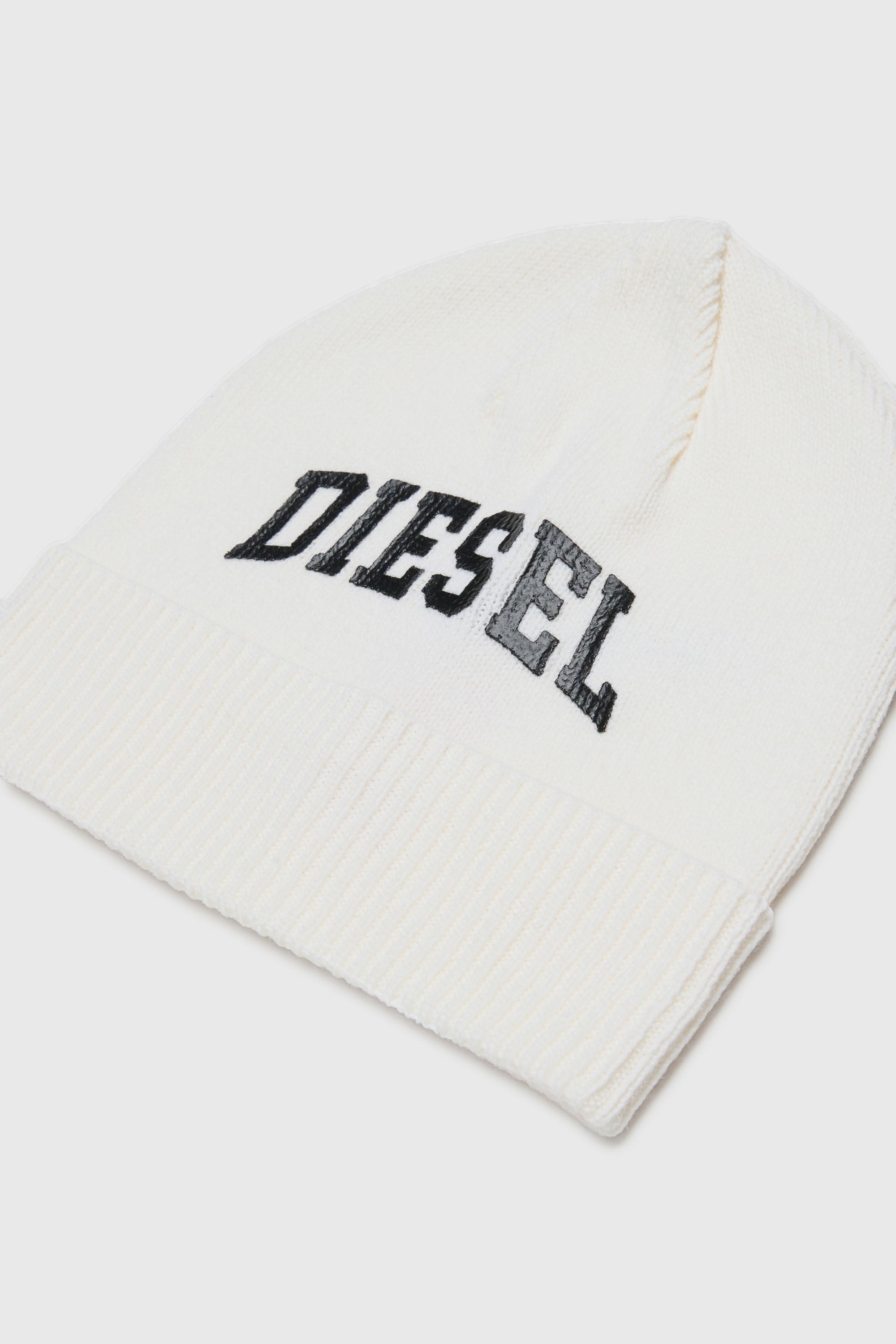 Diesel - FBAND, Berretto in misto lana con logo Unisex in Bianco - 3