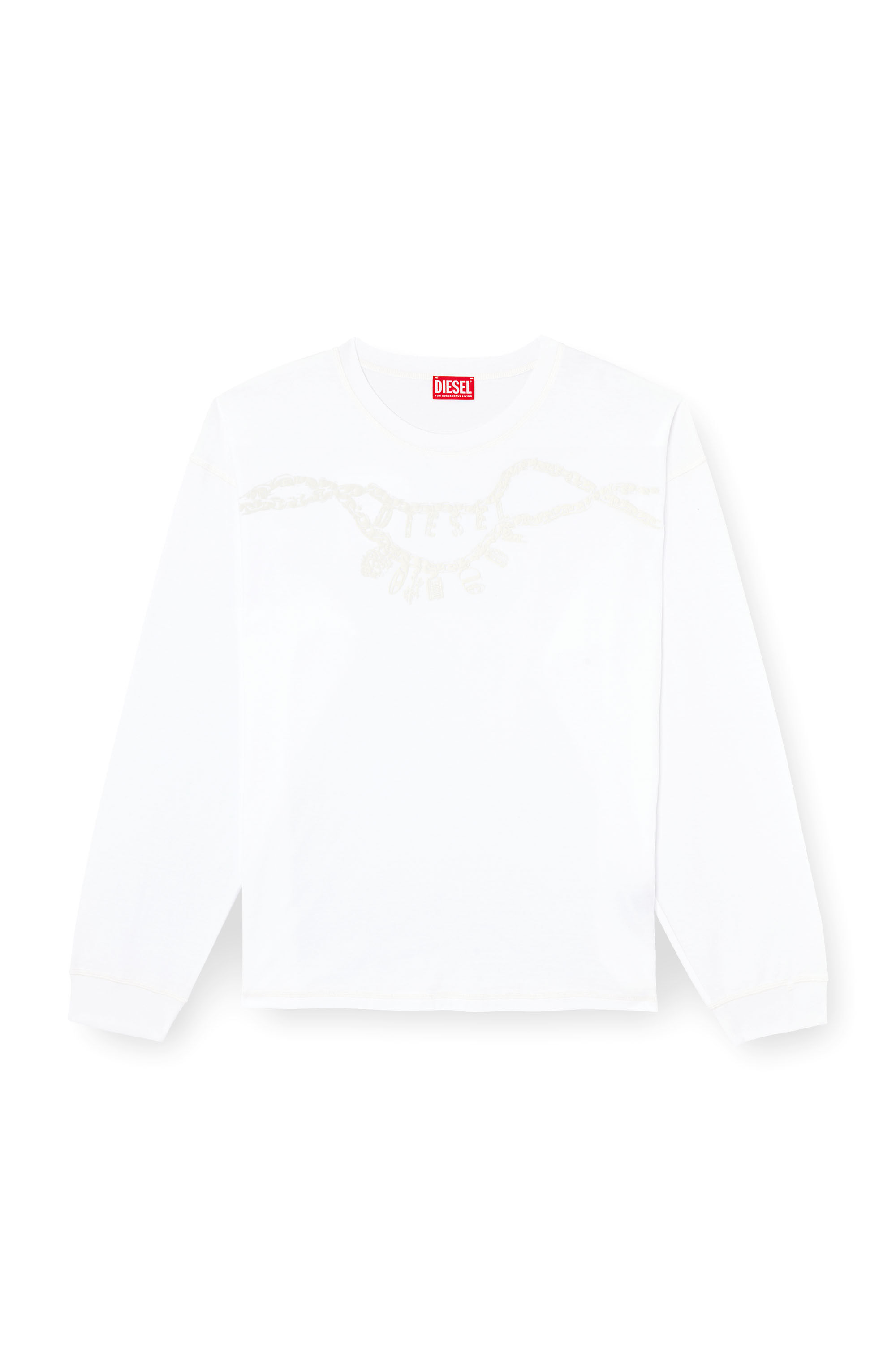 Diesel - T-BOXT-LS-HOSHI, T-shirt a maniche lunghe con stampa collana Unisex in Bianco - 2
