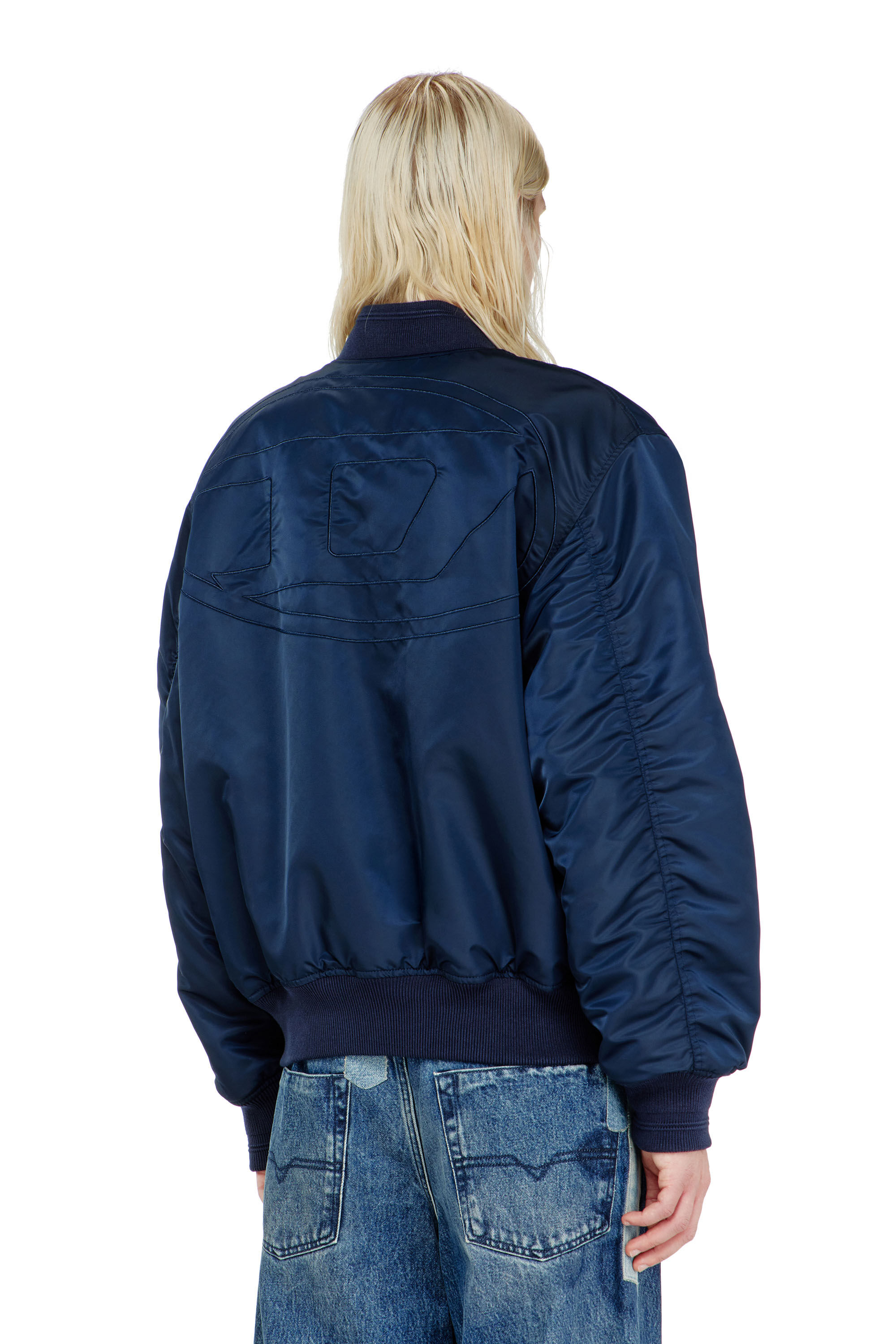 Diesel - W-TYPE-D1, Giacca bomber imbottita con ricamo Oval D Uomo in Blu - 4
