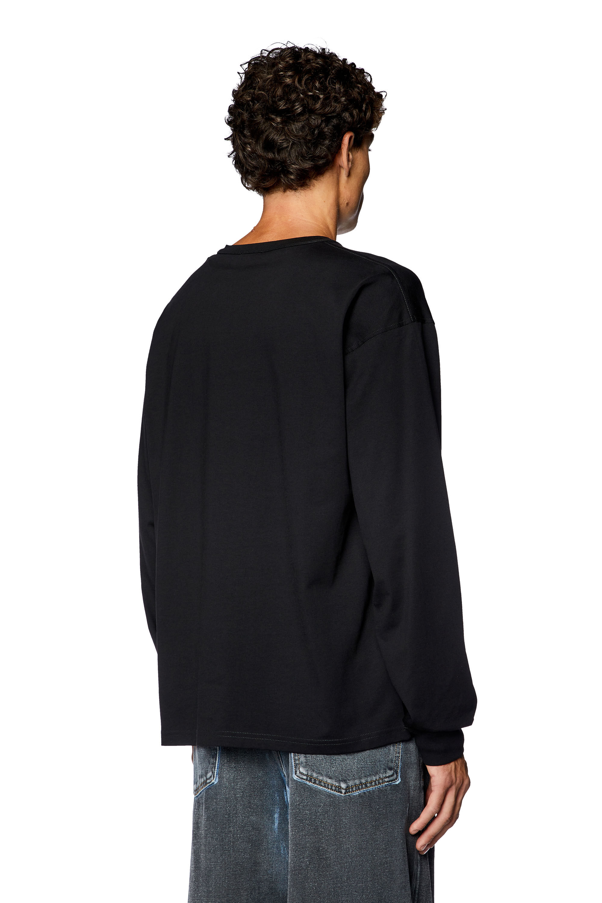 T-shirt oversize a maniche lunghe uomo con stampa | Nero | Diesel T-shirt oversize a maniche lunghe uomo con stampa | Nero | Diesel