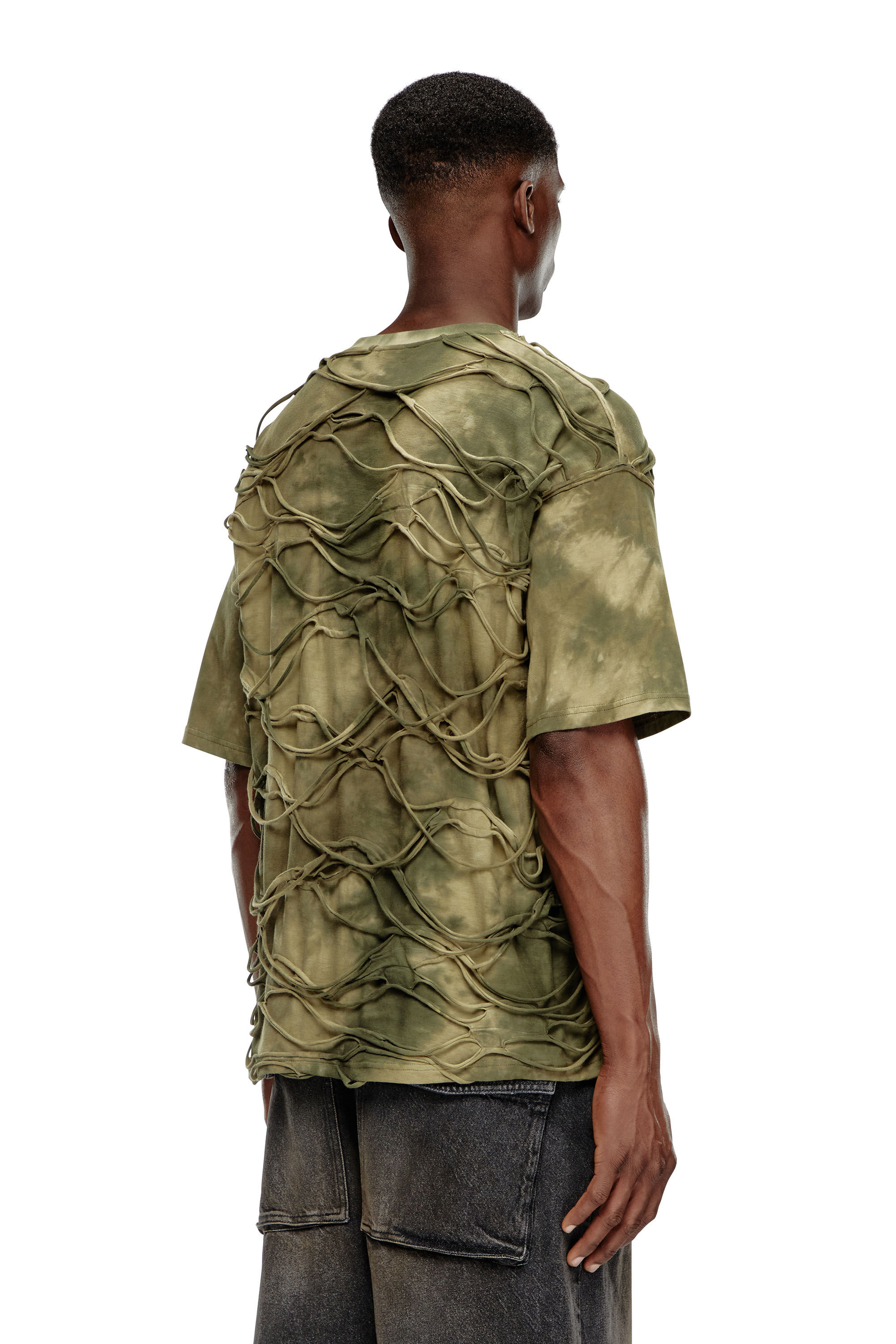 Diesel - T-BOXKET, Uomo T-shirt tie-dye con fili fluttuanti in Verde - Image 4