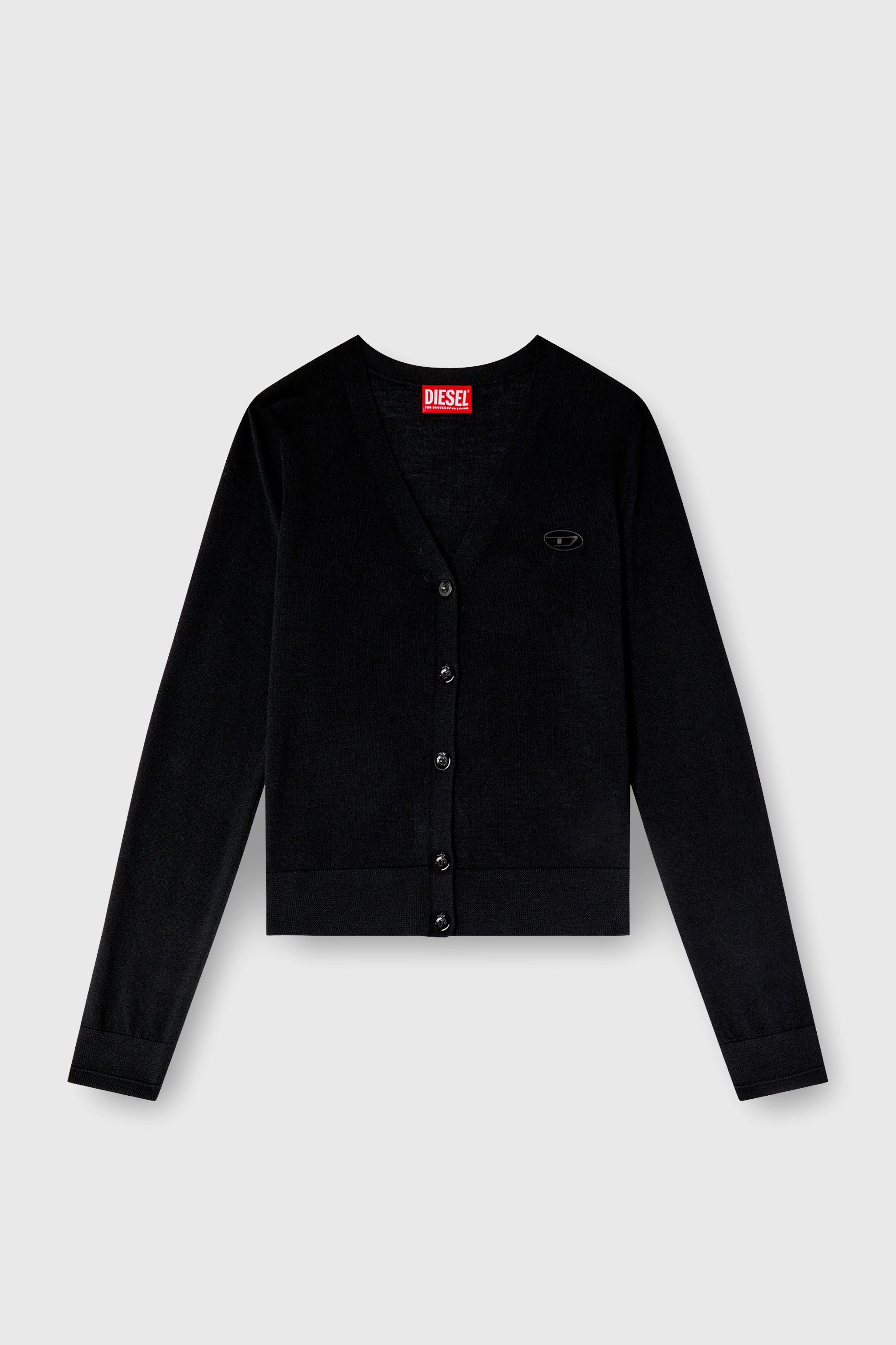 Diesel - M-ALIMA, Cardigan in lana con logo cut-out Donna in Nero - 2