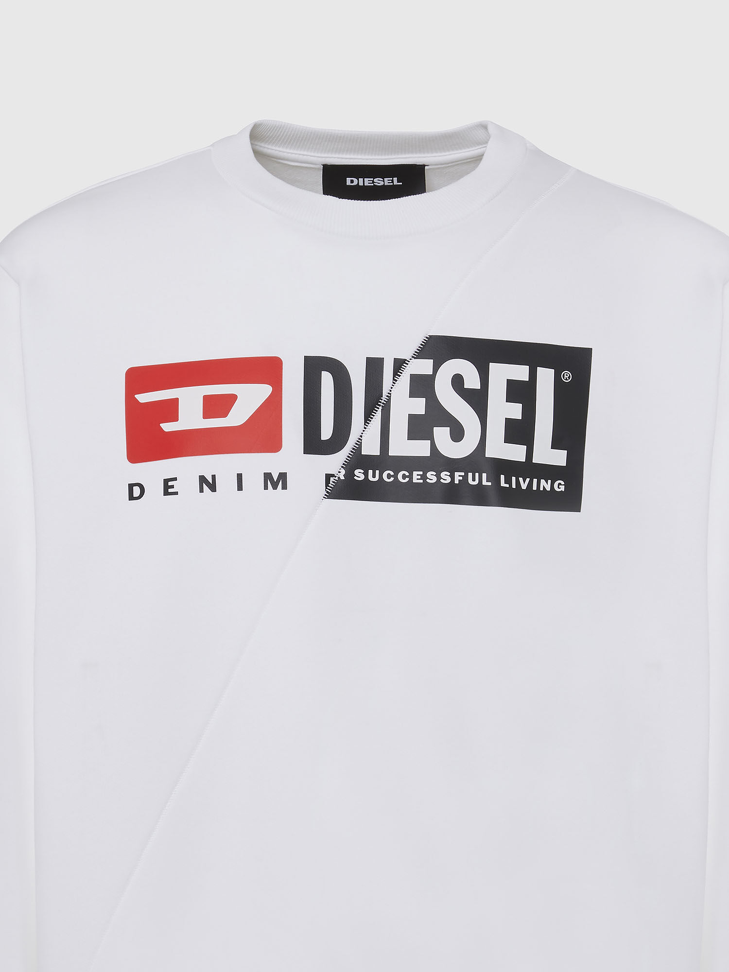 Diesel - S-GIRK-CUTY, Felpa con stampa logo doppio Uomo in Bianco - 4