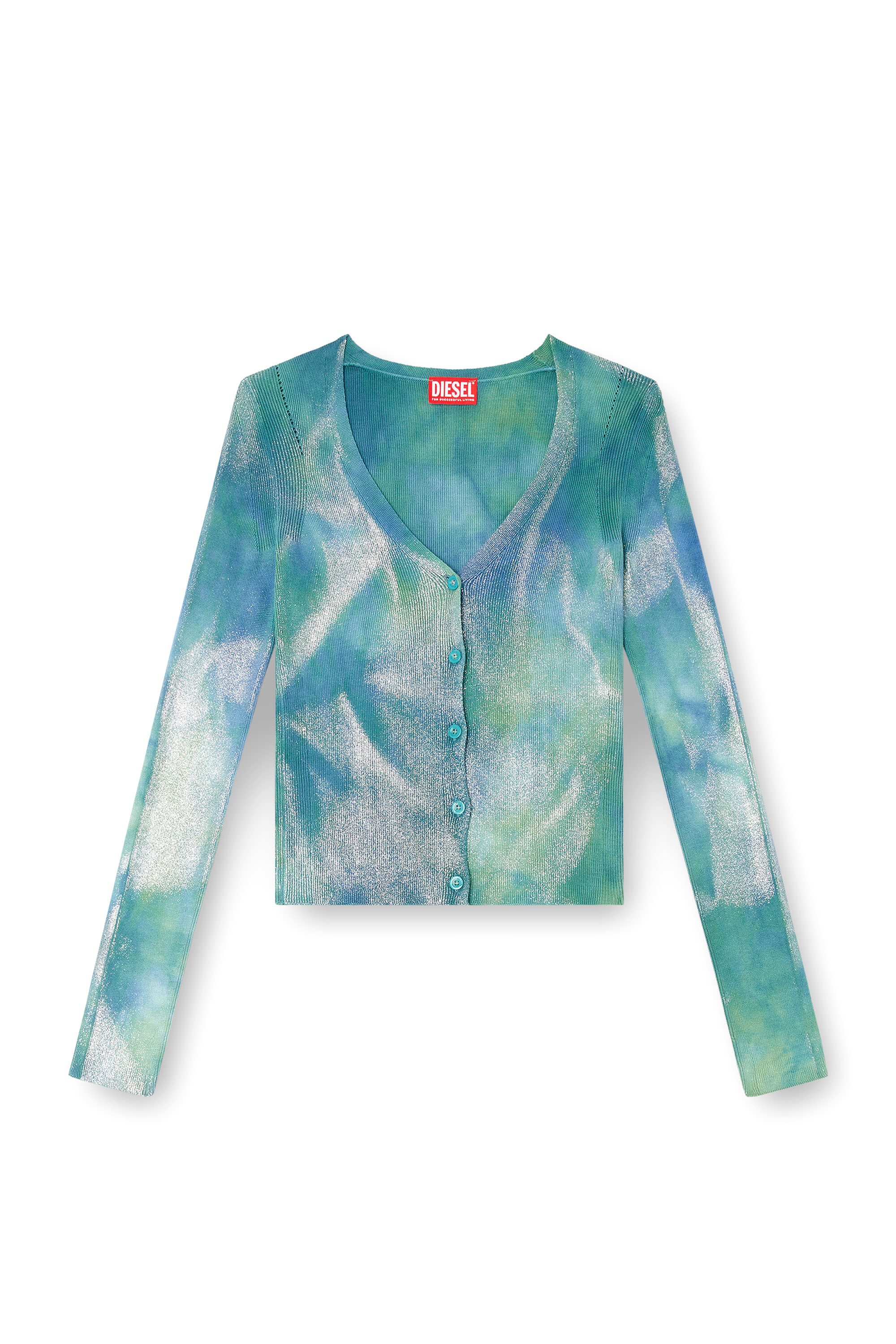 Diesel - M-ISOTTA, Cardigan in maglia solarizzata metallica Donna in Blu - 2
