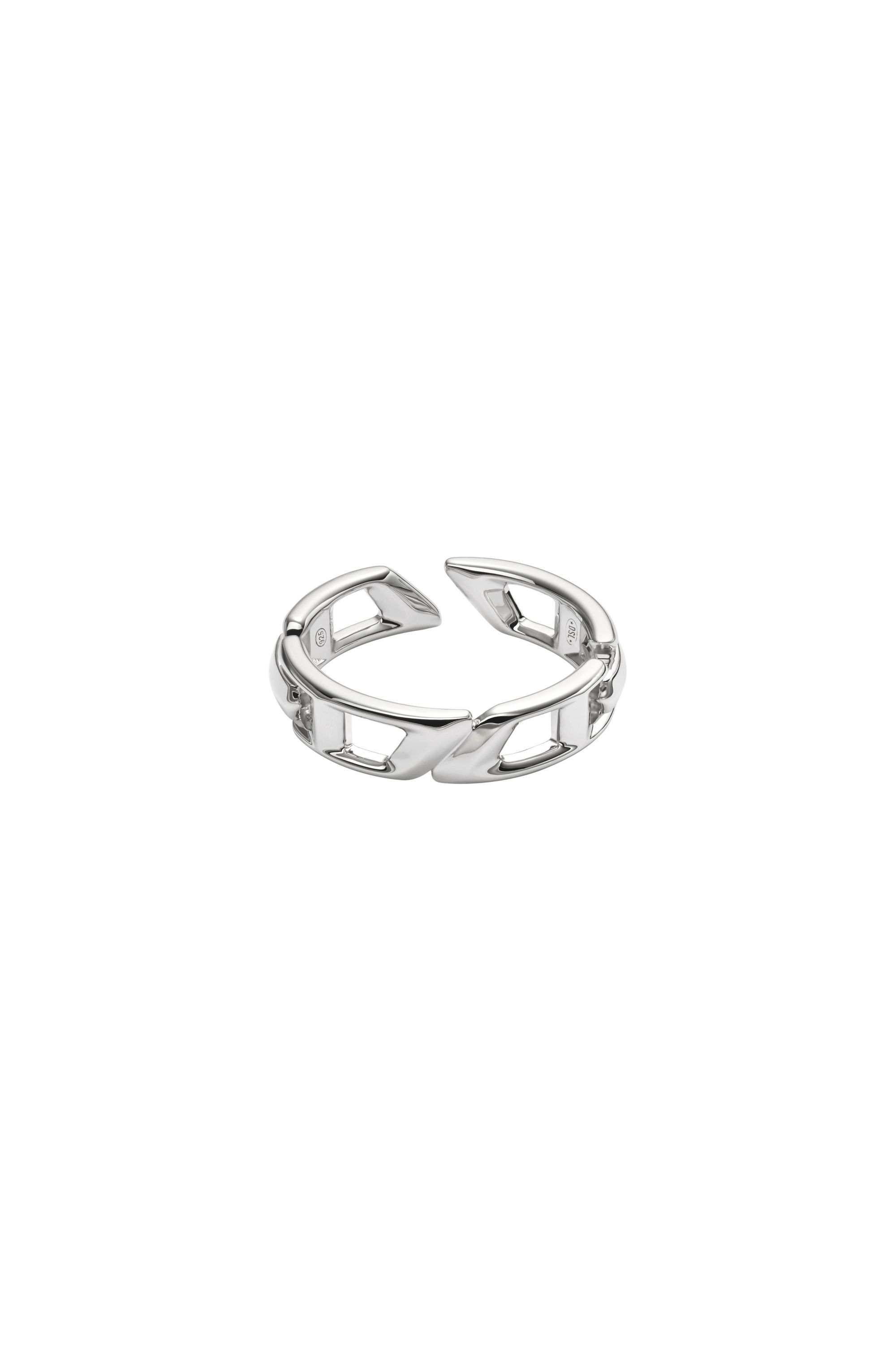 Diesel - DL1349040 STERLING SILVER JEWEL, Anello a fascia D Logo in argento sterling Unisex in Argento - 2