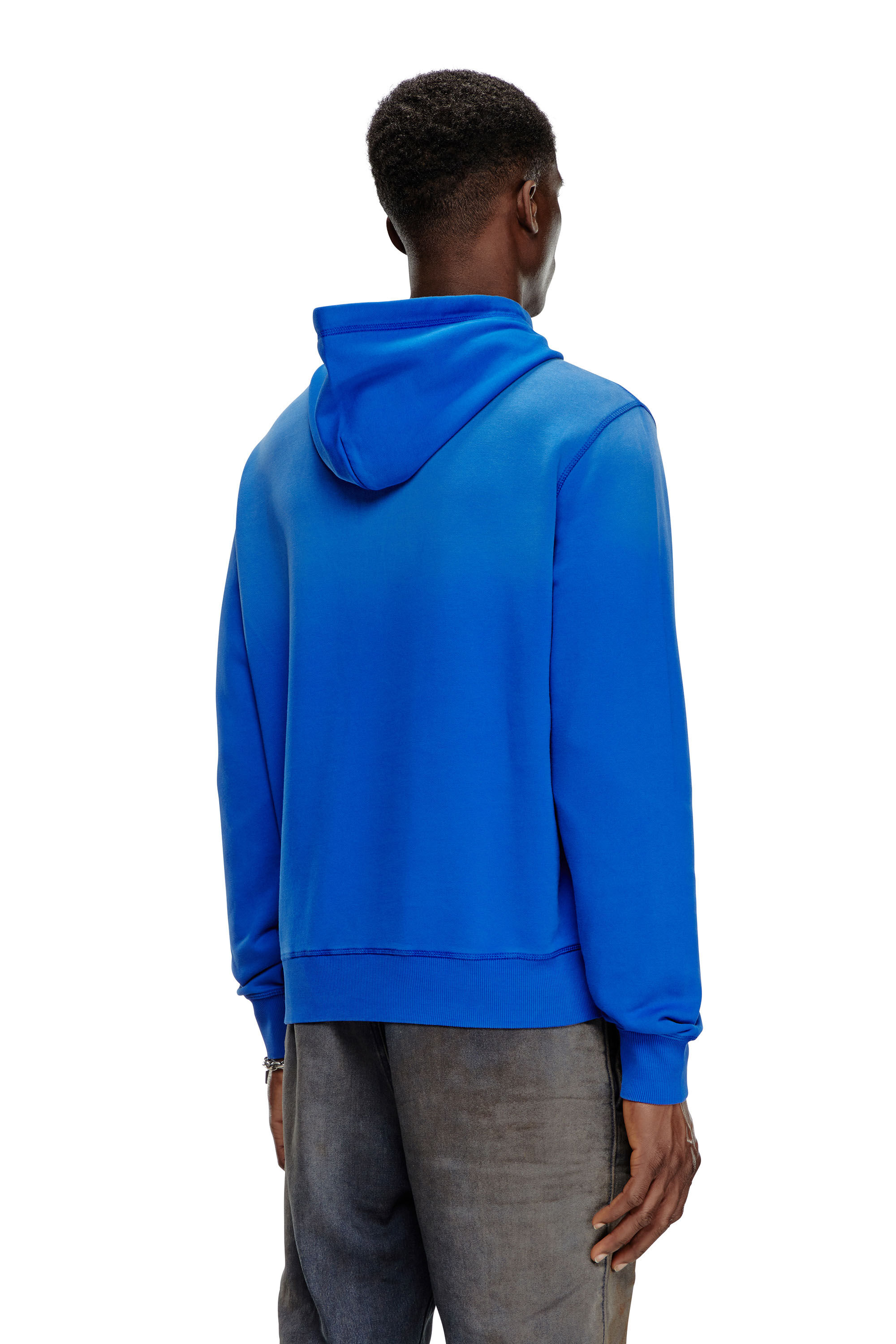 Diesel - S-GINN-HOOD-K44, Hoodie sfumato con logo Denim Division Uomo in Blu - 4