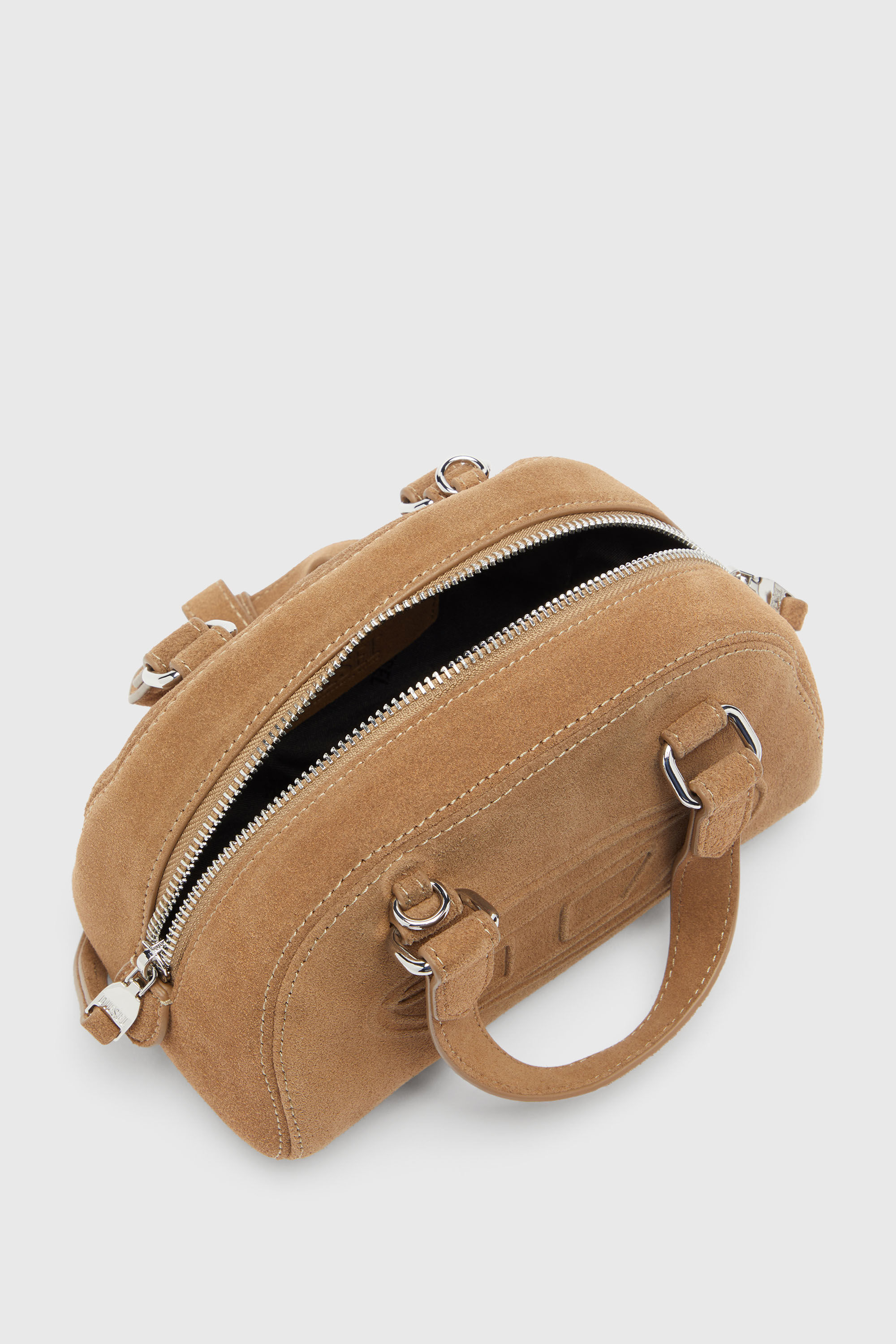 Diesel - 1DR DOME CROSSBODY, 1DR Dome-Borsa bowling piccola in pelle scamosciata Unisex in Beige - 4