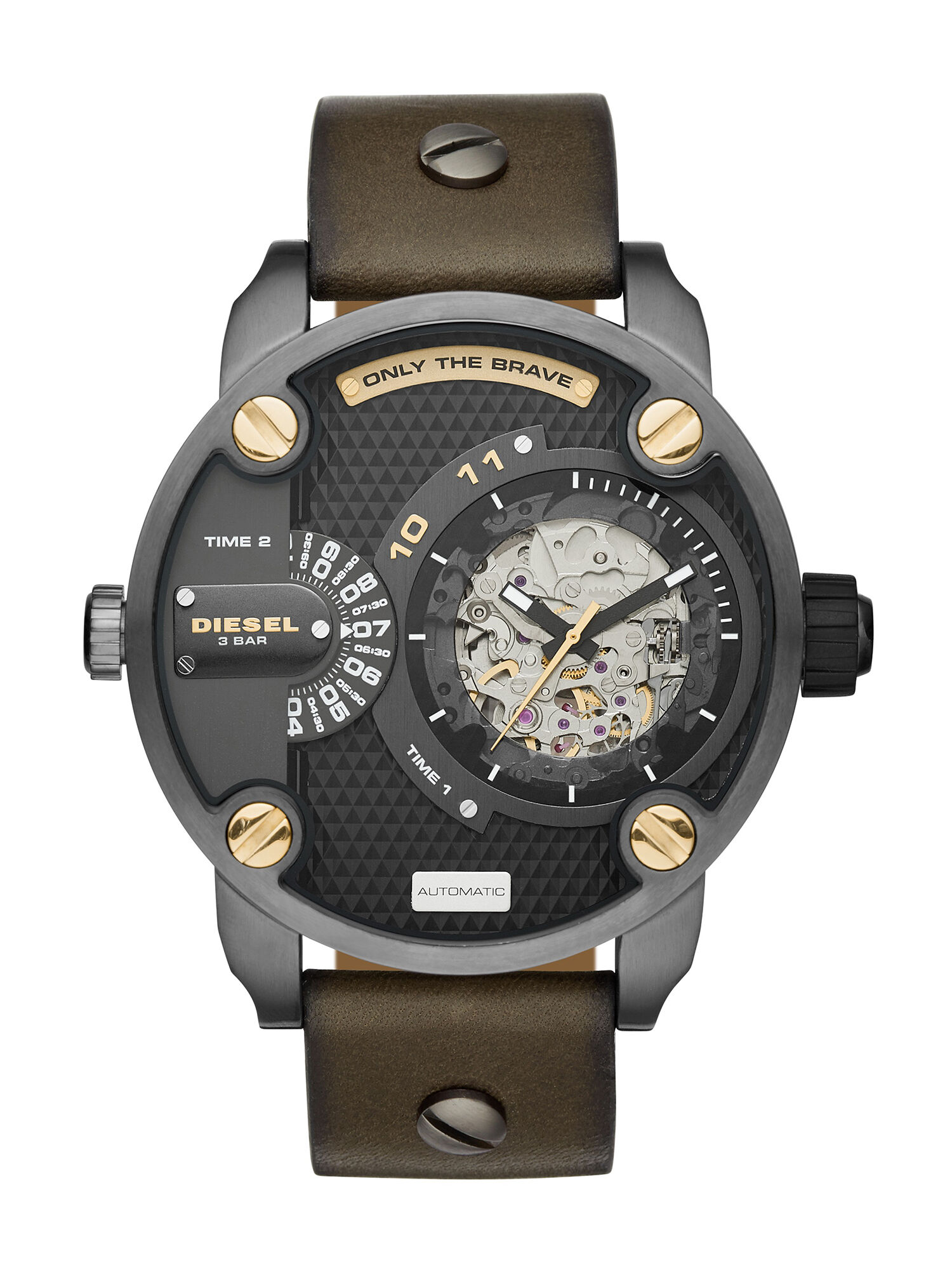 Diesel - DZ7364, Orologio con cinturino verde oliva e quadrante canna di fucile, 51 mm Uomo in Marrone - 1
