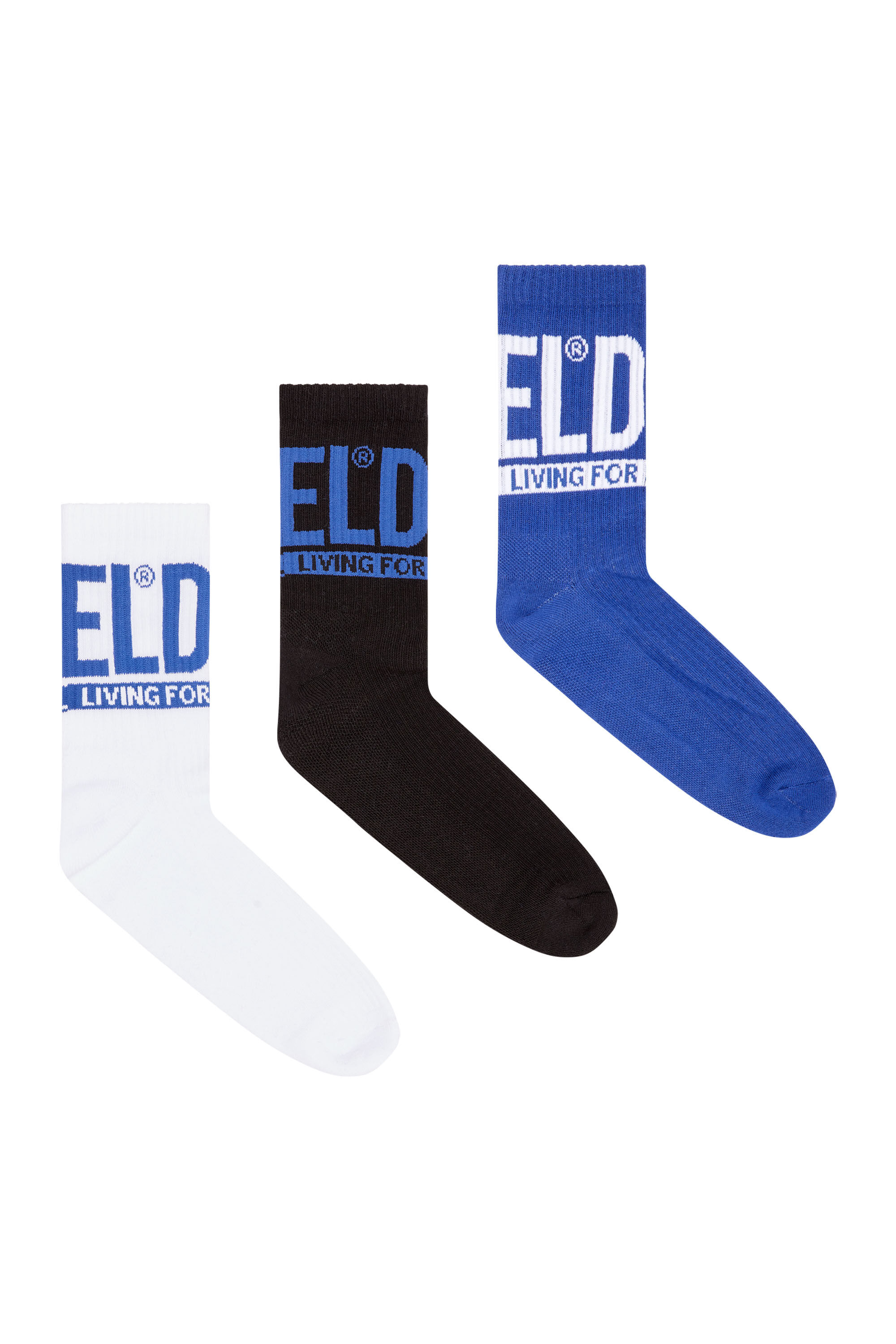 Diesel - SKM-WRAPAROUND-MID-CUT-CUSHIONED-SOCKS, Set di tre calzini con logo Diesel Uomo in Multicolor - 1