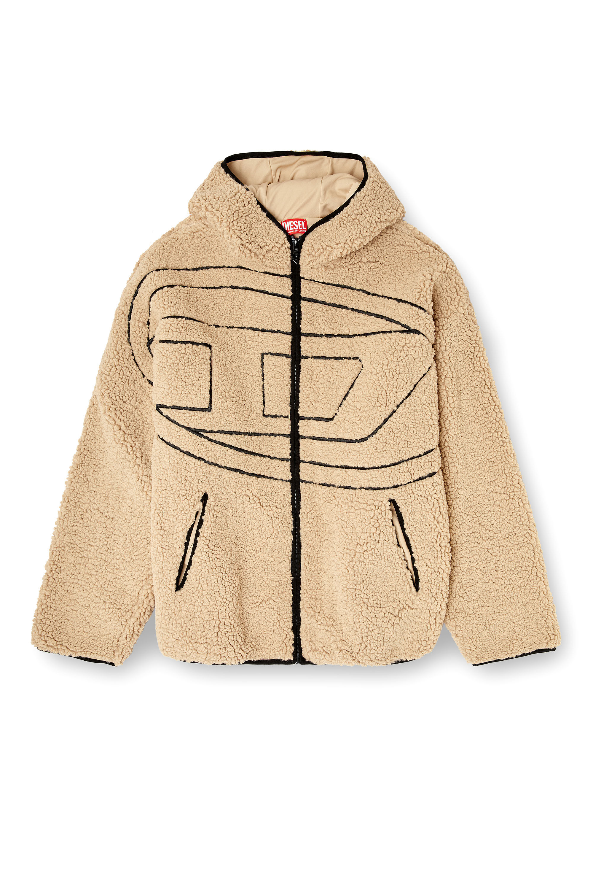 Diesel - S-ZAT, Felpa teddy con cappuccio Uomo in Beige - 2