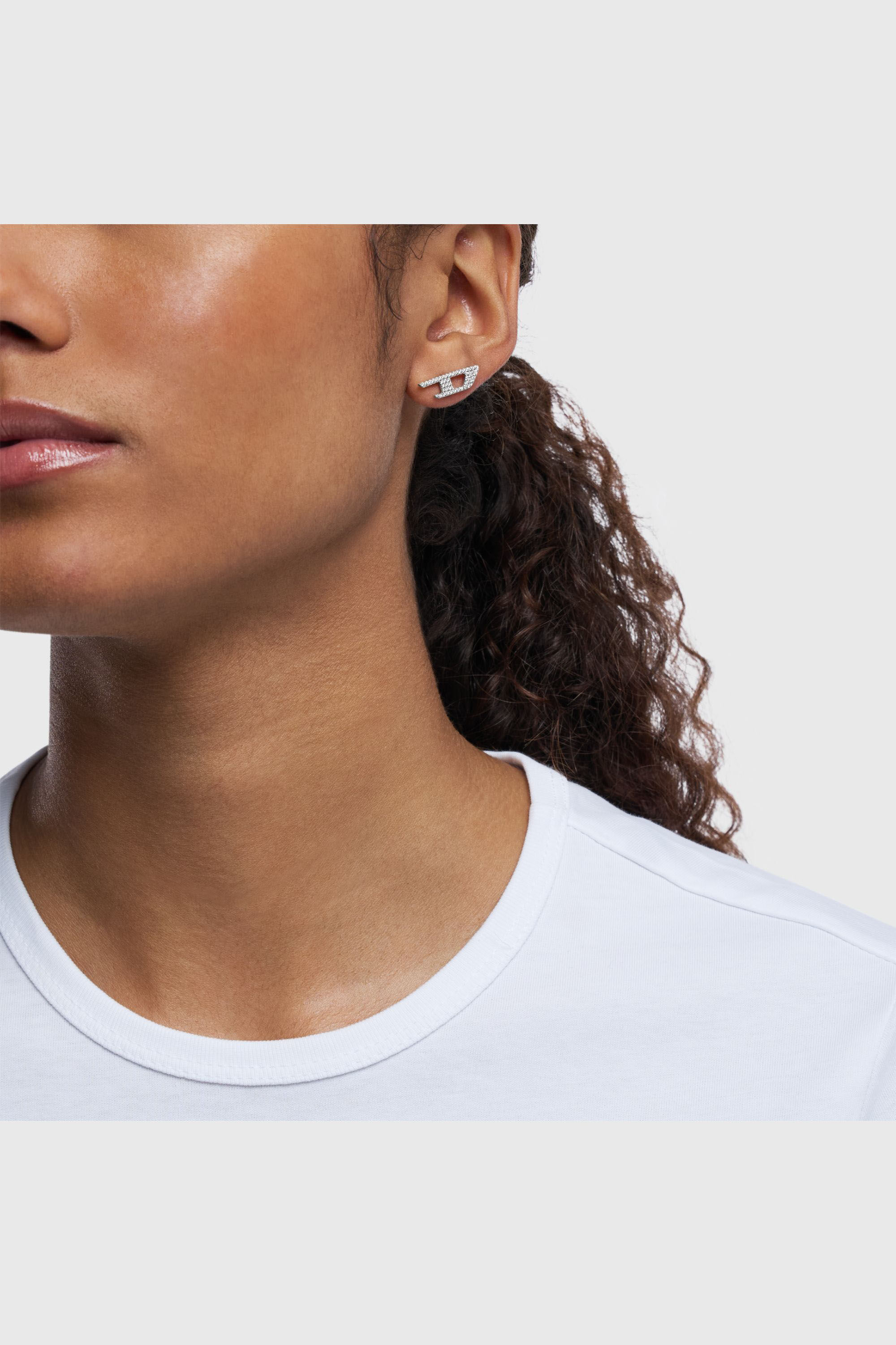 Diesel - DX1630040 JEWELLERY, Orecchino a lobo in acciaio con dettagli luminosi Unisex in Argento - 3
