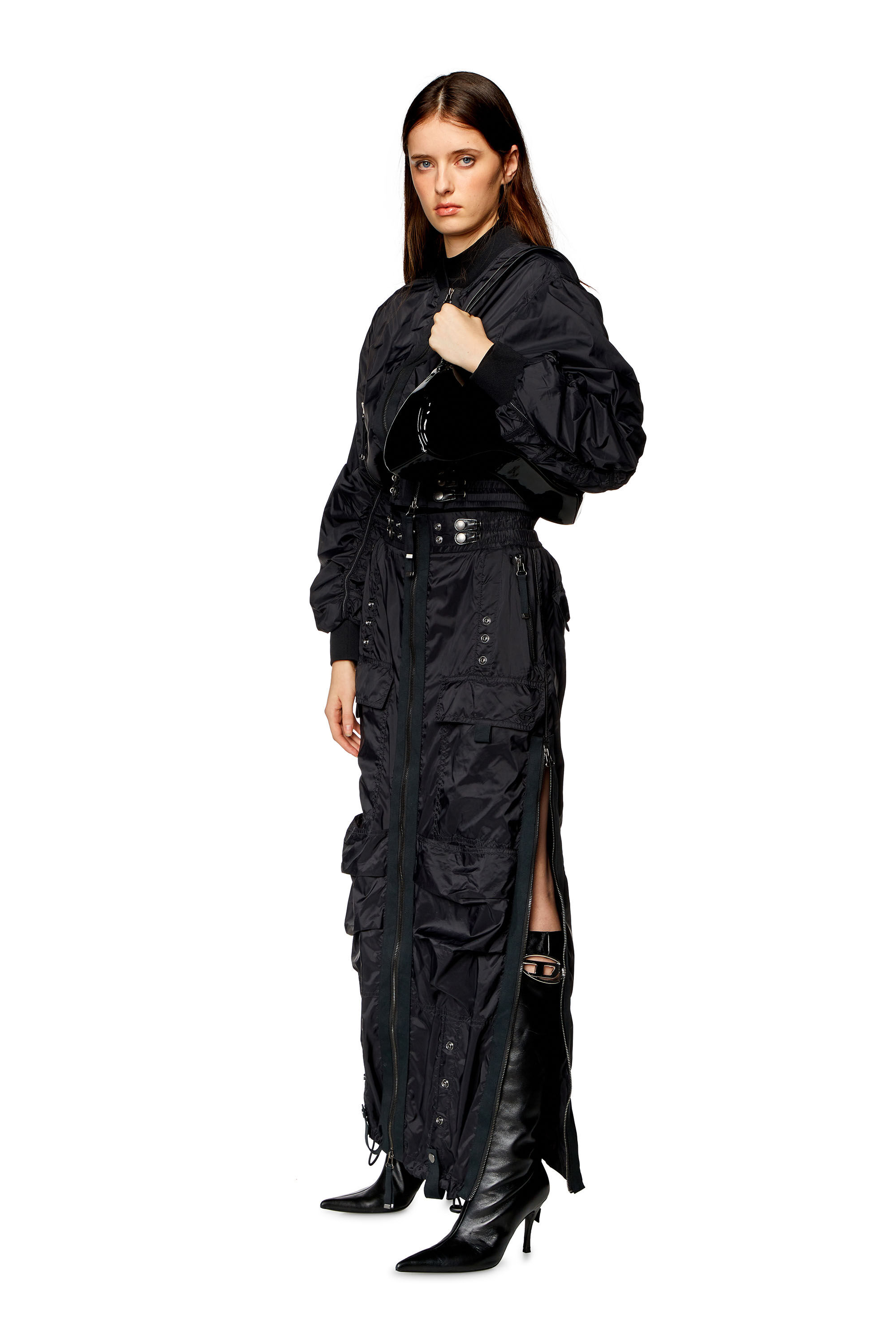 スカート Diesel Gonna Lunga In Denim Women's Long skirt in comfort denim | Blue | Diesel