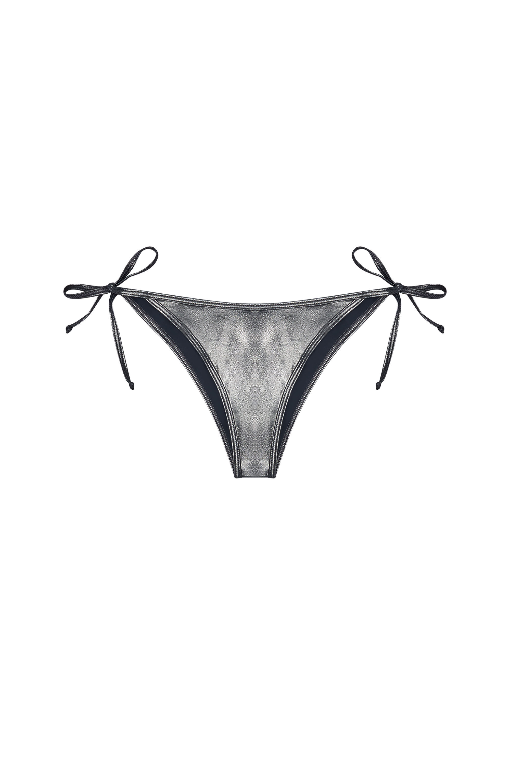 Diesel - BRAZILIAN-D-CORE, Slip bikini metallizzati con logo Donna in Grigio - 4