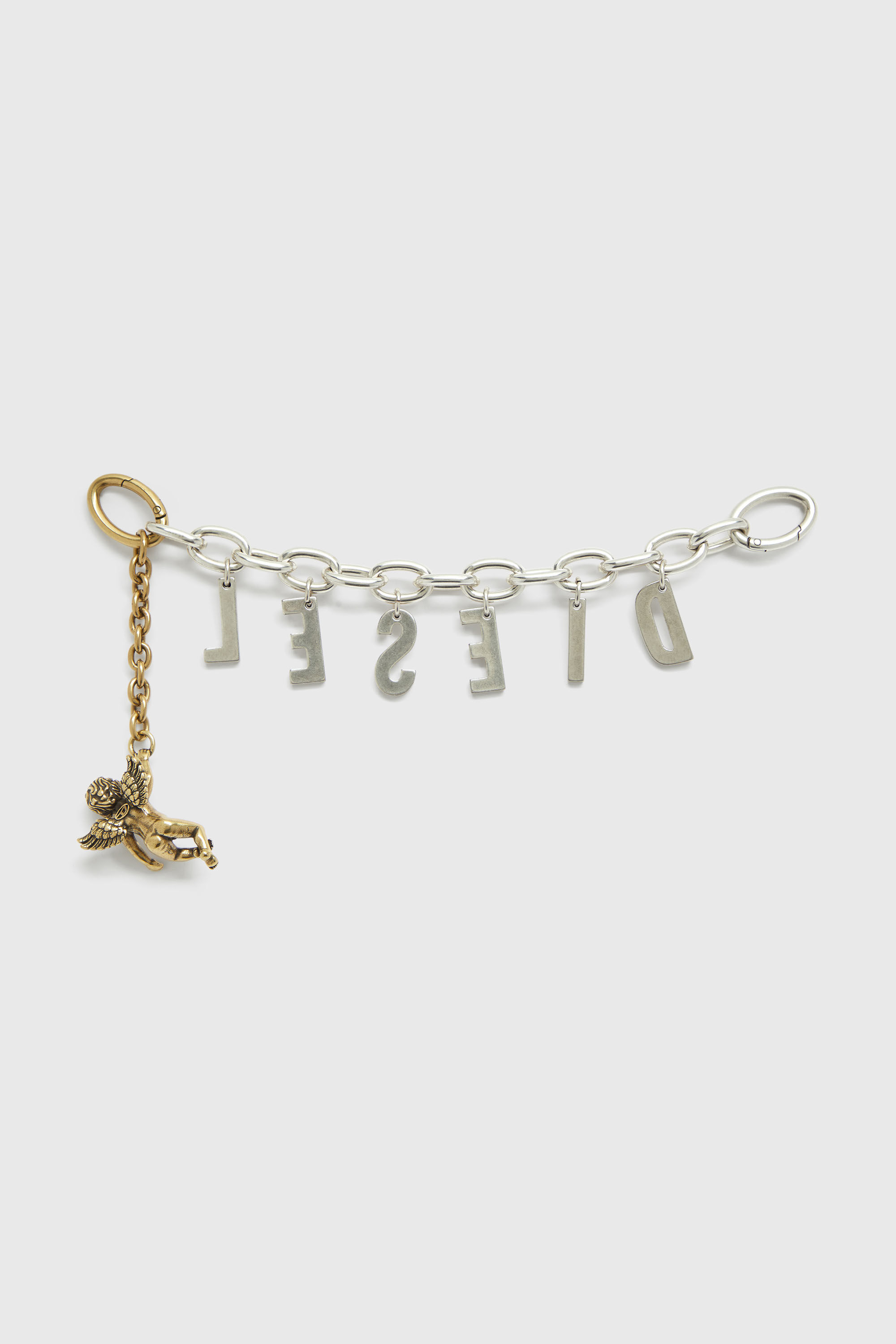 Diesel - CHAIN-D III S, Charm lettera in metallo con cherubino Donna in Argento - 2
