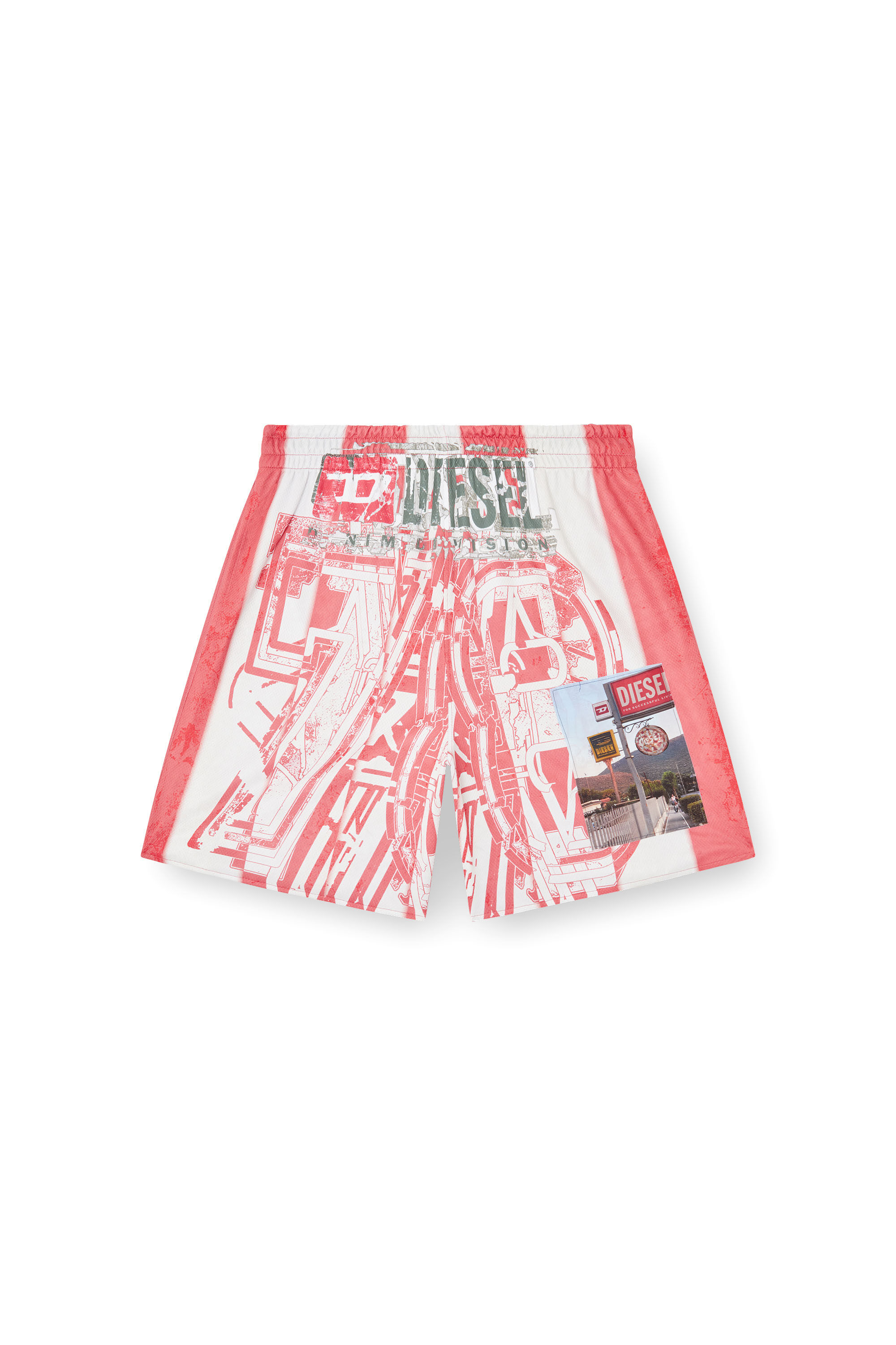 Diesel - P-KURT, Short a righe con patch fotografiche Uomo in ToBeDefined - 2