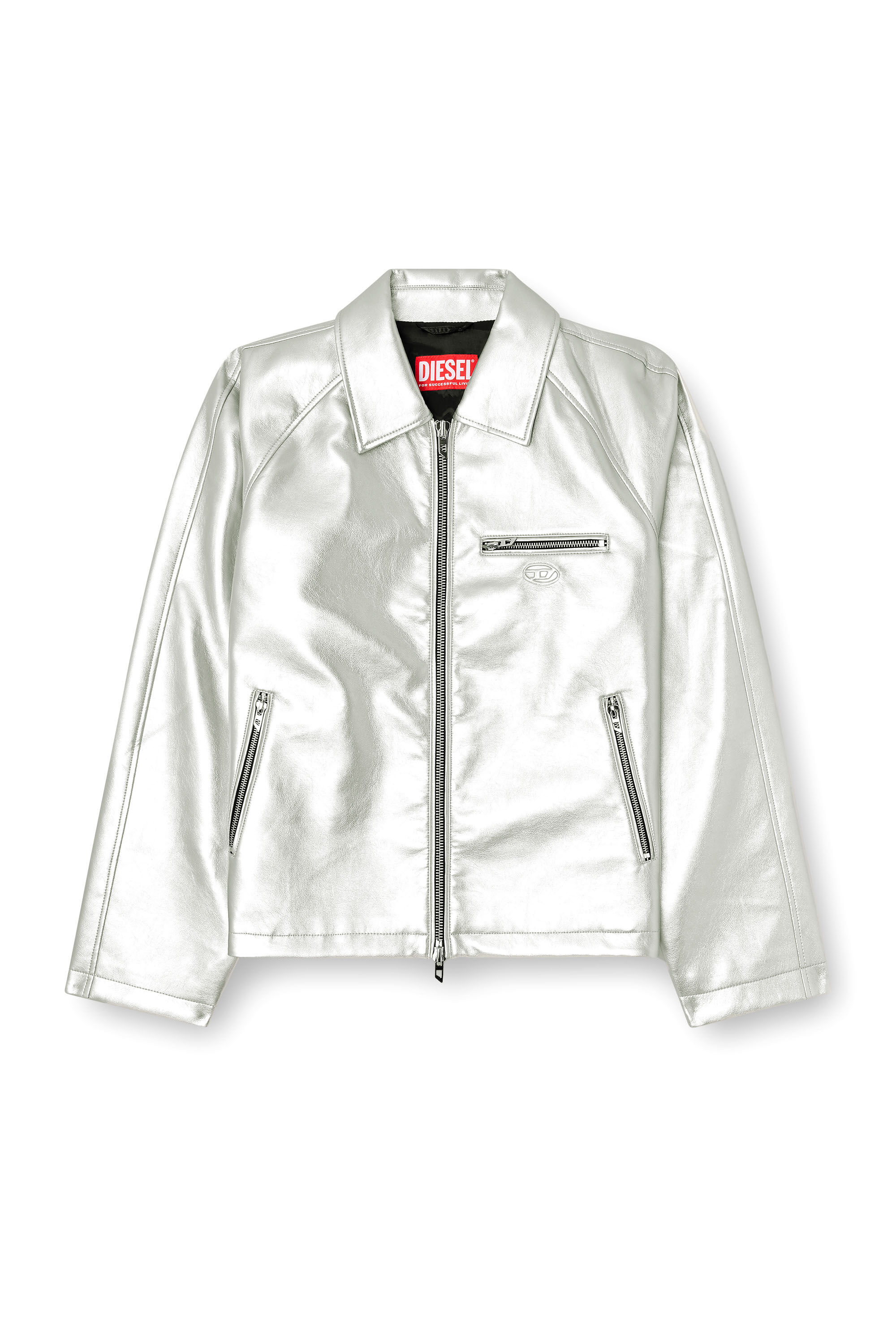 Diesel - J-THOME, Giacca sportiva metallizzata Unisex in Argento - 2