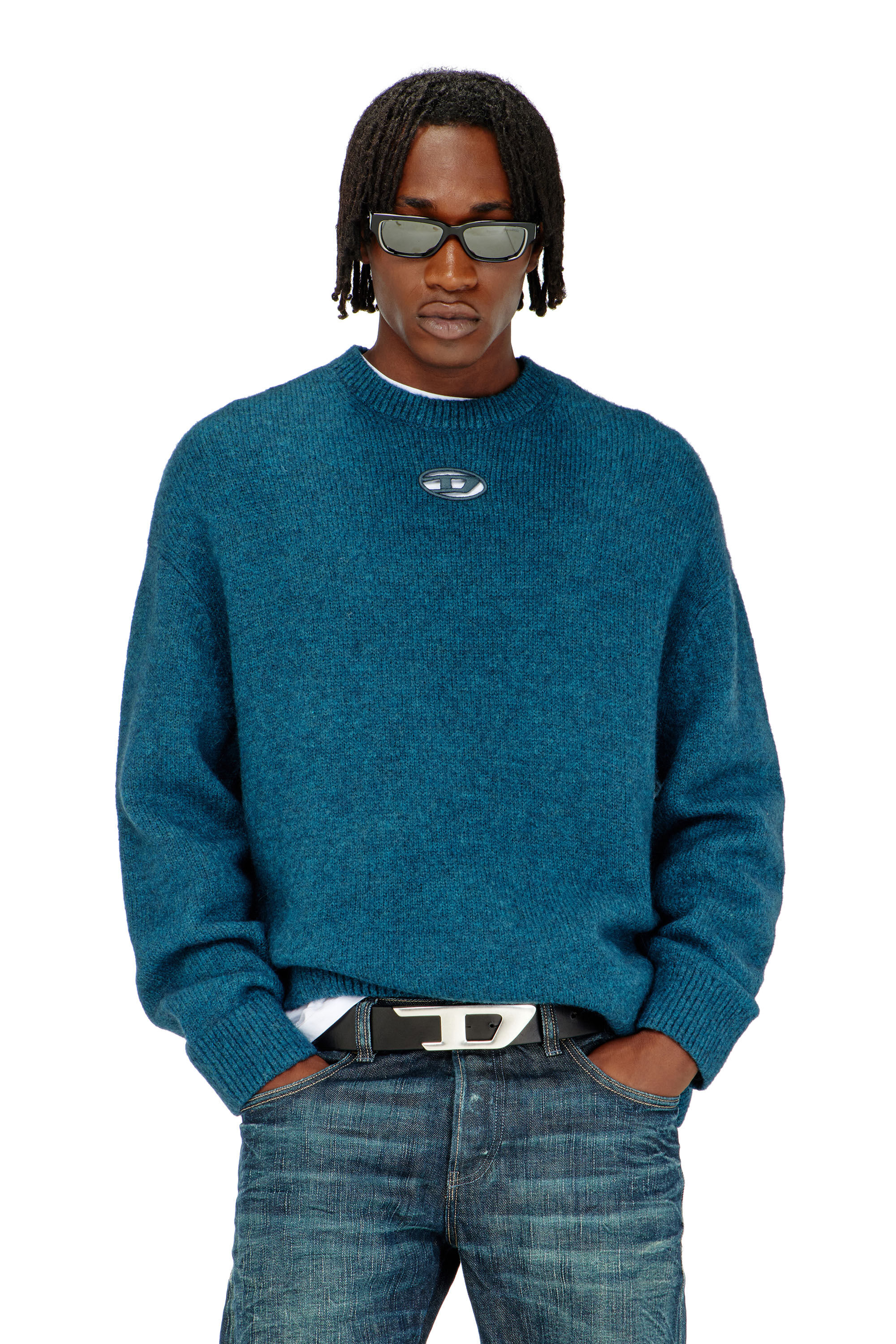 Diesel - K-AREESO, Maglia in misto lana e alpaca Uomo in Verde - 3