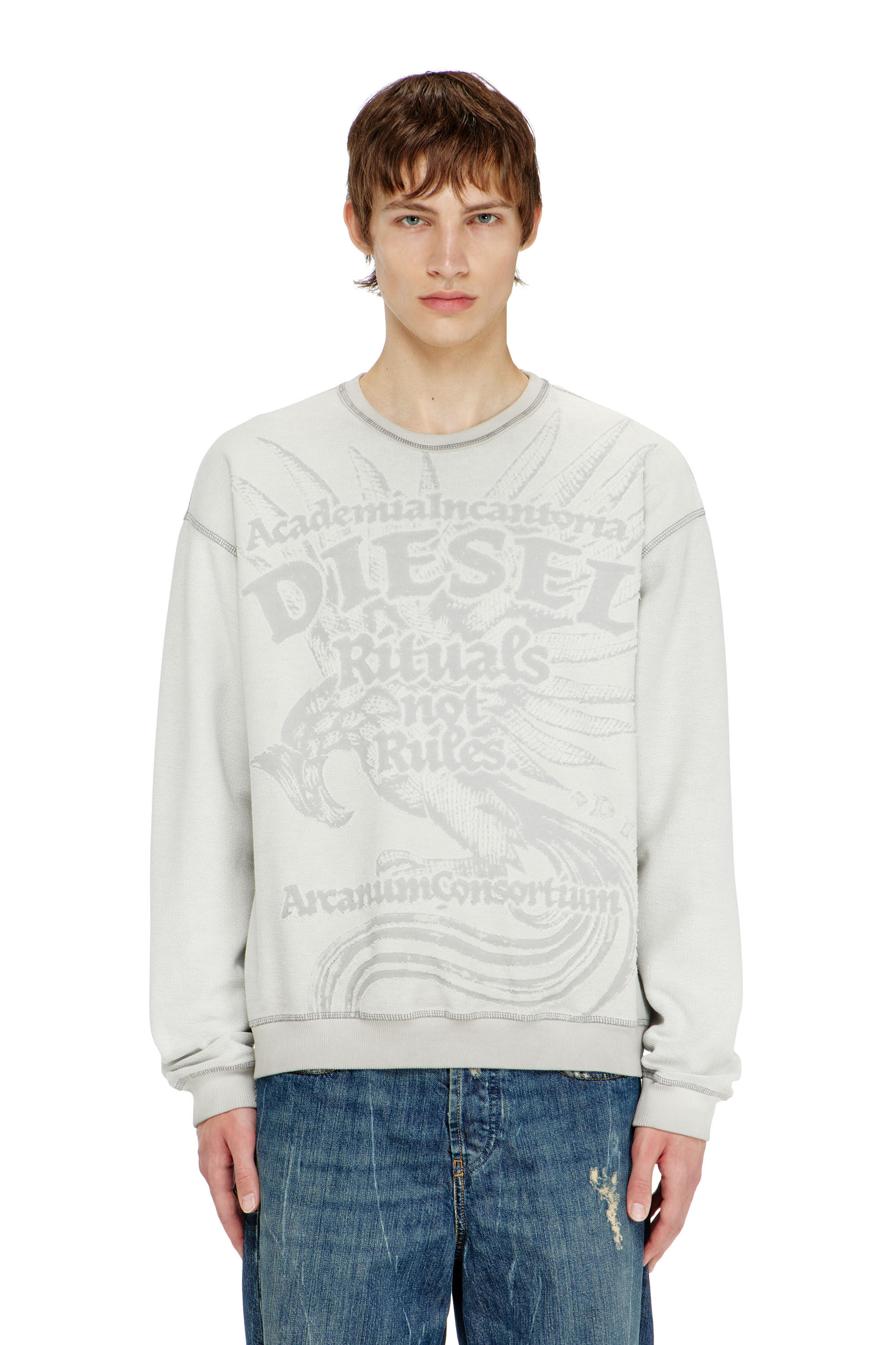 Diesel - S-ARON-RAW, Felpa con stampa d&eacute;vor&eacute; Uomo in ToBeDefined - 5