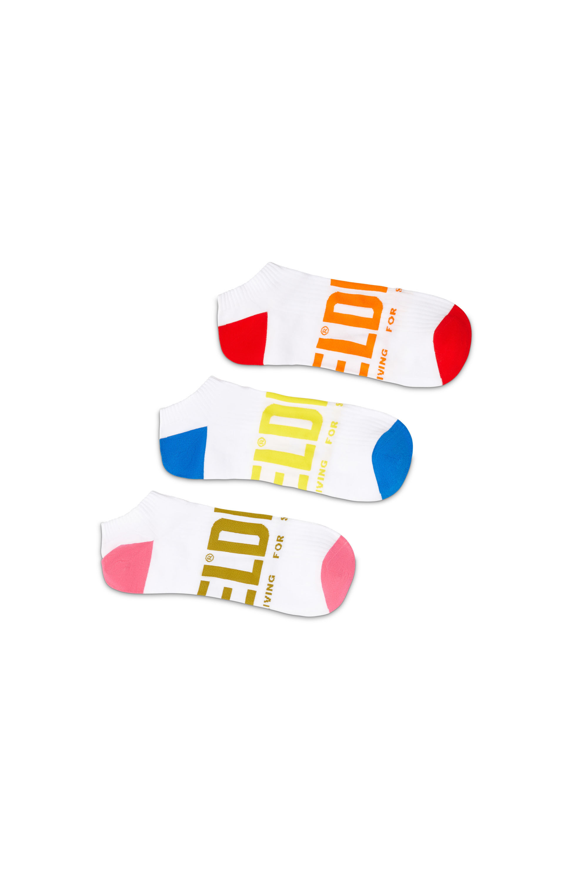 Diesel - SKM-GOST-THREEPACK, Set da tre calzini corti con logo Uomo in Bianco - 1