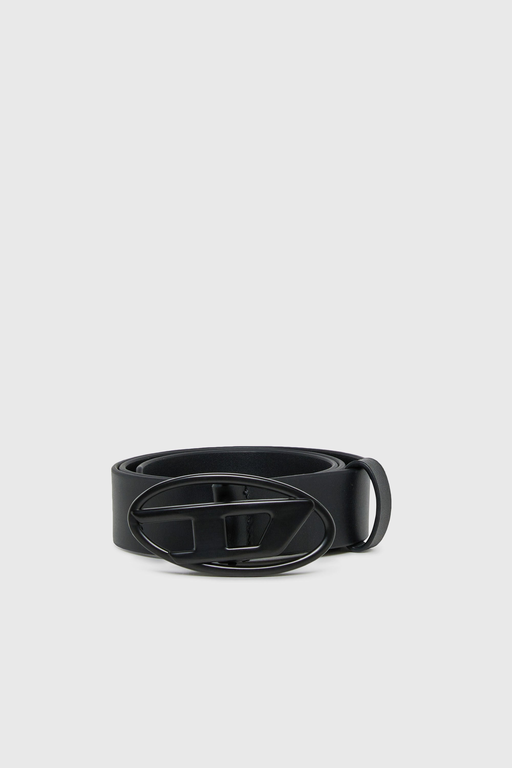 Diesel - B1DRN, Cintura in pelle da 3 cm con fibbia Oval D Unisex in Nero - 1