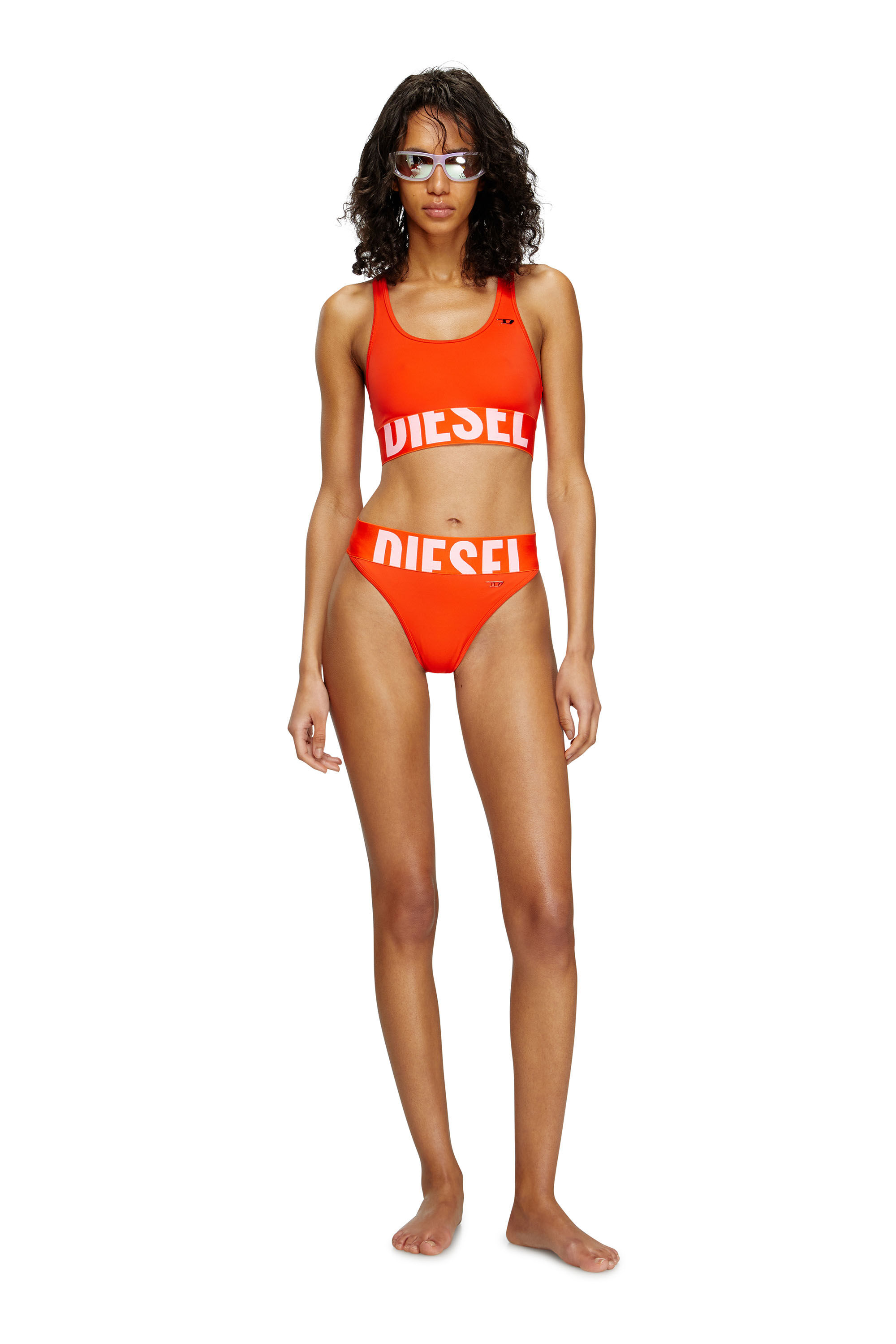 Diesel - LOLA-D-POP, Slip bikini con logo tagliato Donna in Arancione - 2