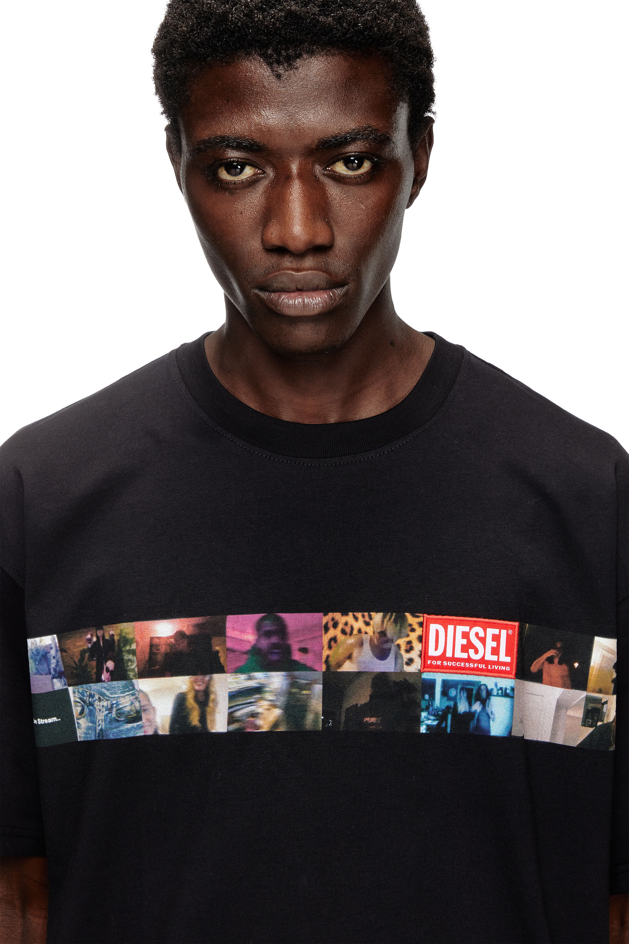 Diesel - T-BOXTY, T-shirt con stampa Livestream Uomo in Nero - 5