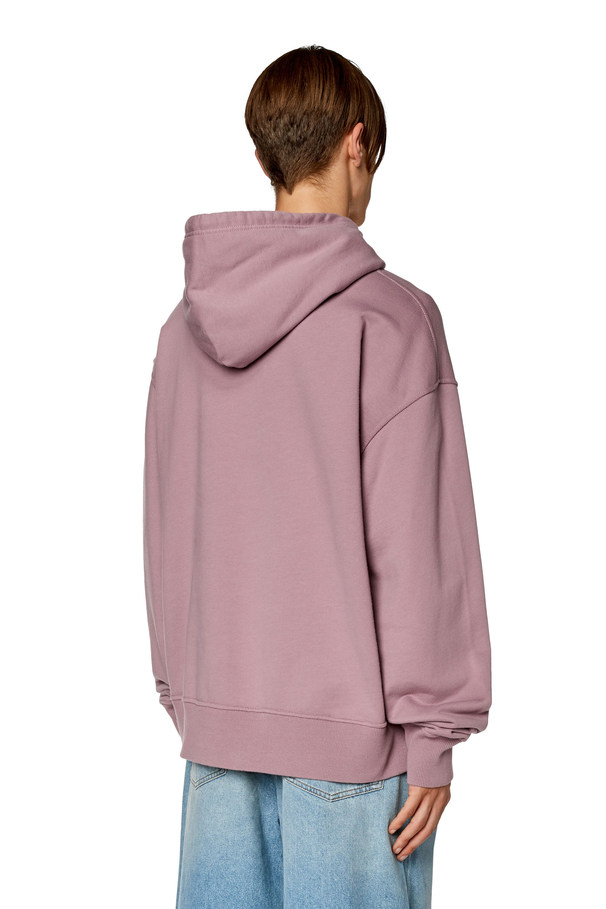 Hoodie oversize con stampa peel off Uomo Viola Diesel