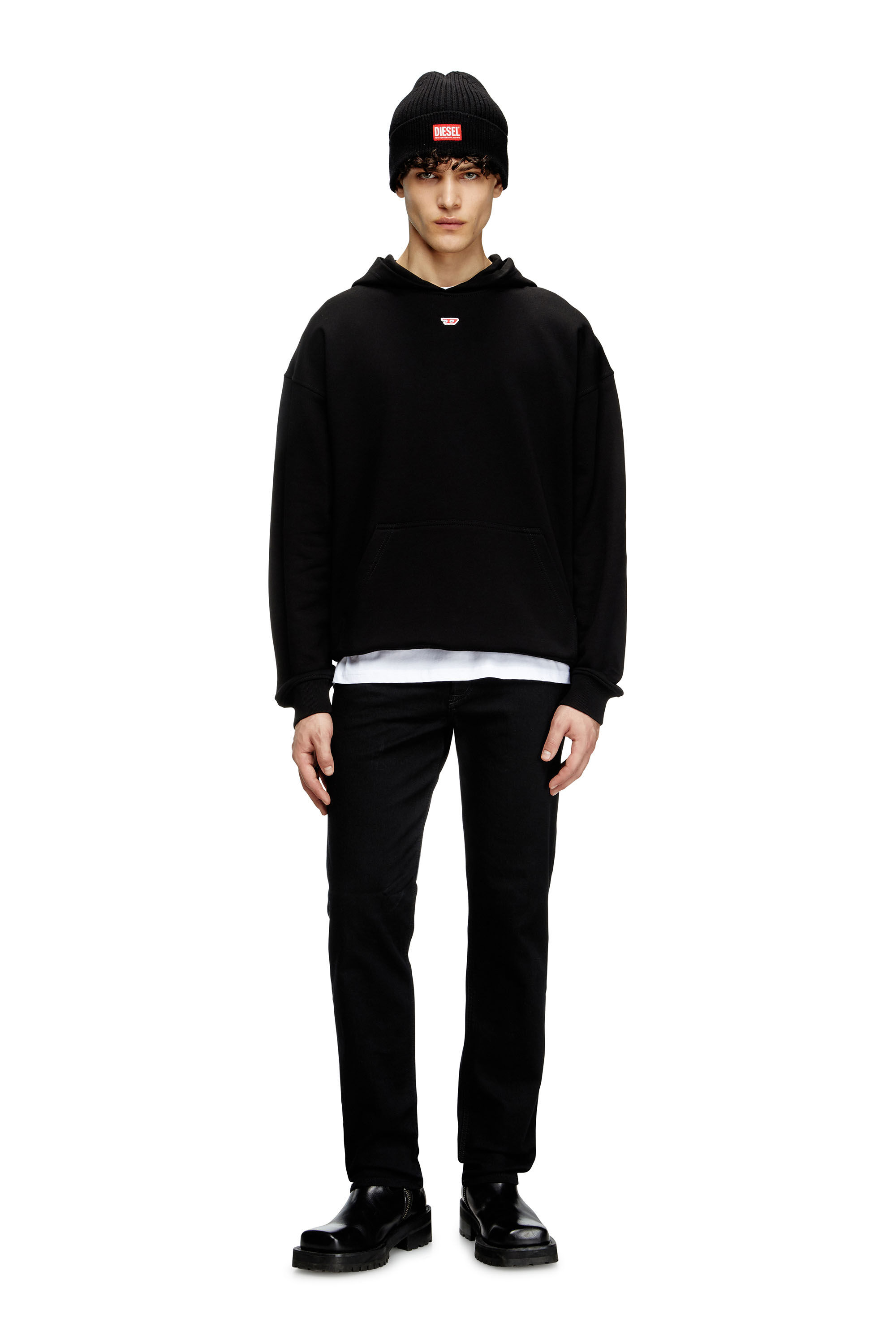 Diesel - S-BOXT-HOOD-D, Hoodie con patch logo D Uomo in Nero - 1
