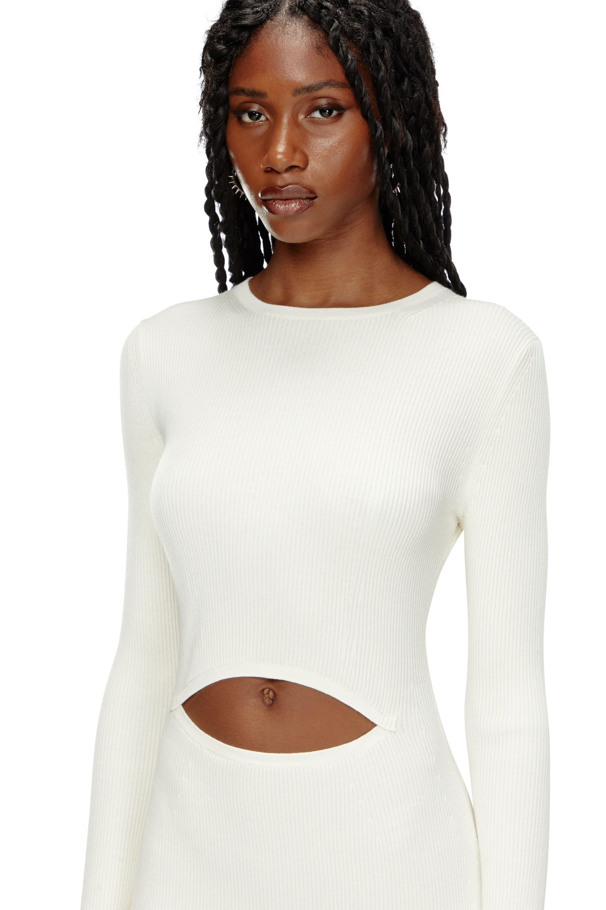 Abito in misto lana con cut out Donna Bianco Diesel