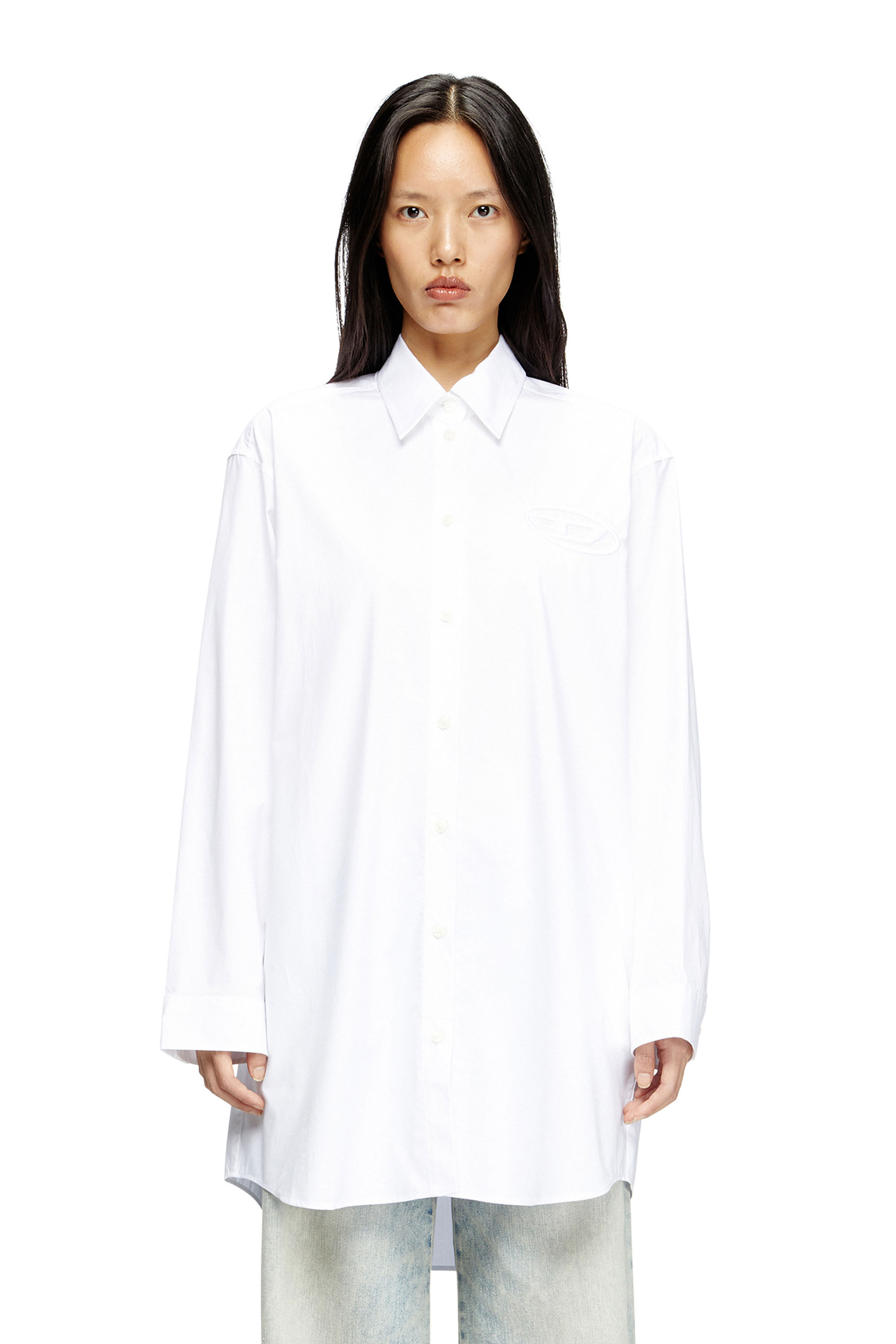 Diesel - D-DALIS, Abito a camicia con logo ricamato Donna in Bianco - 3