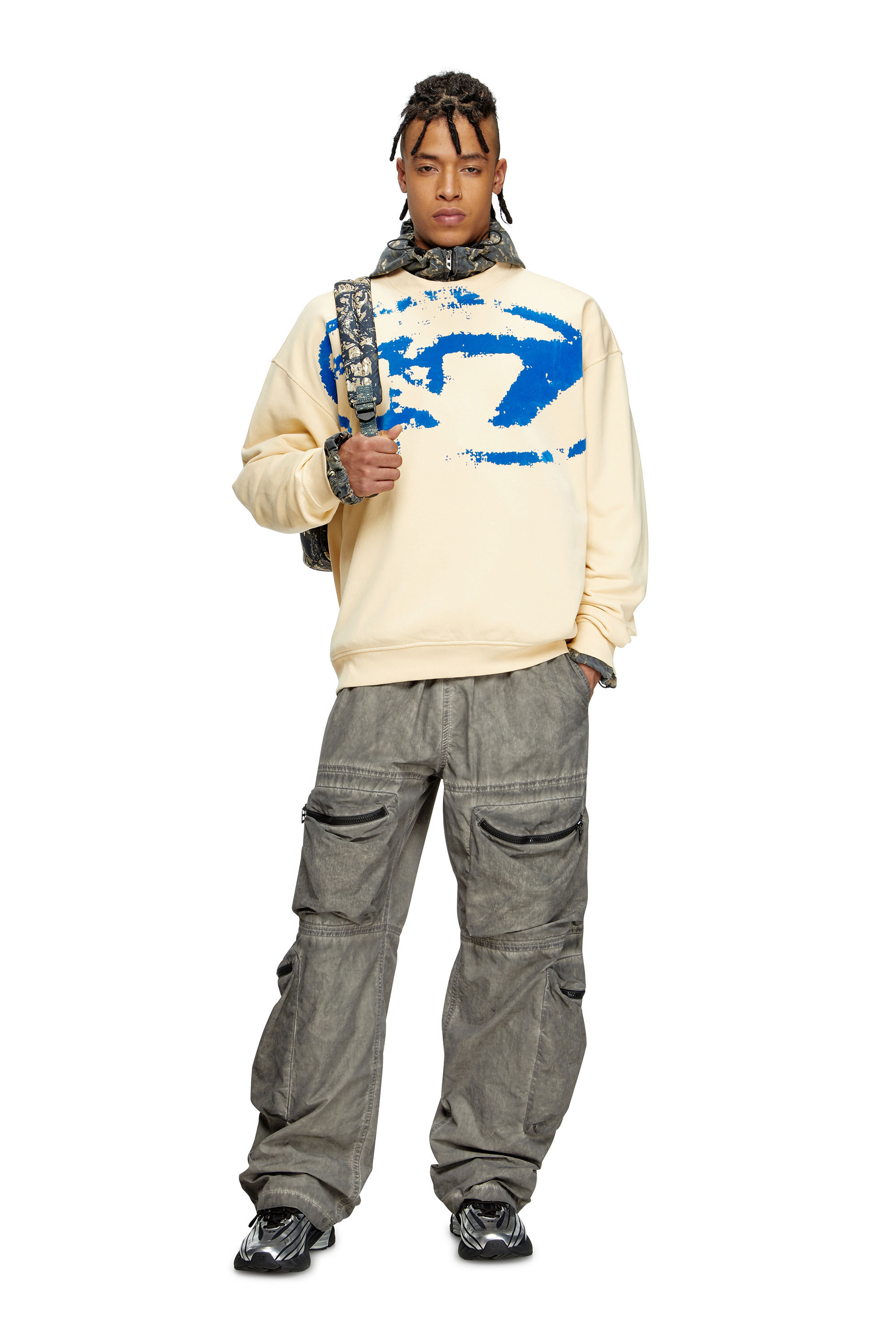 Diesel - S-BOXT-N5, Felpa con stampa distressed floccata Uomo in Multicolor - 1