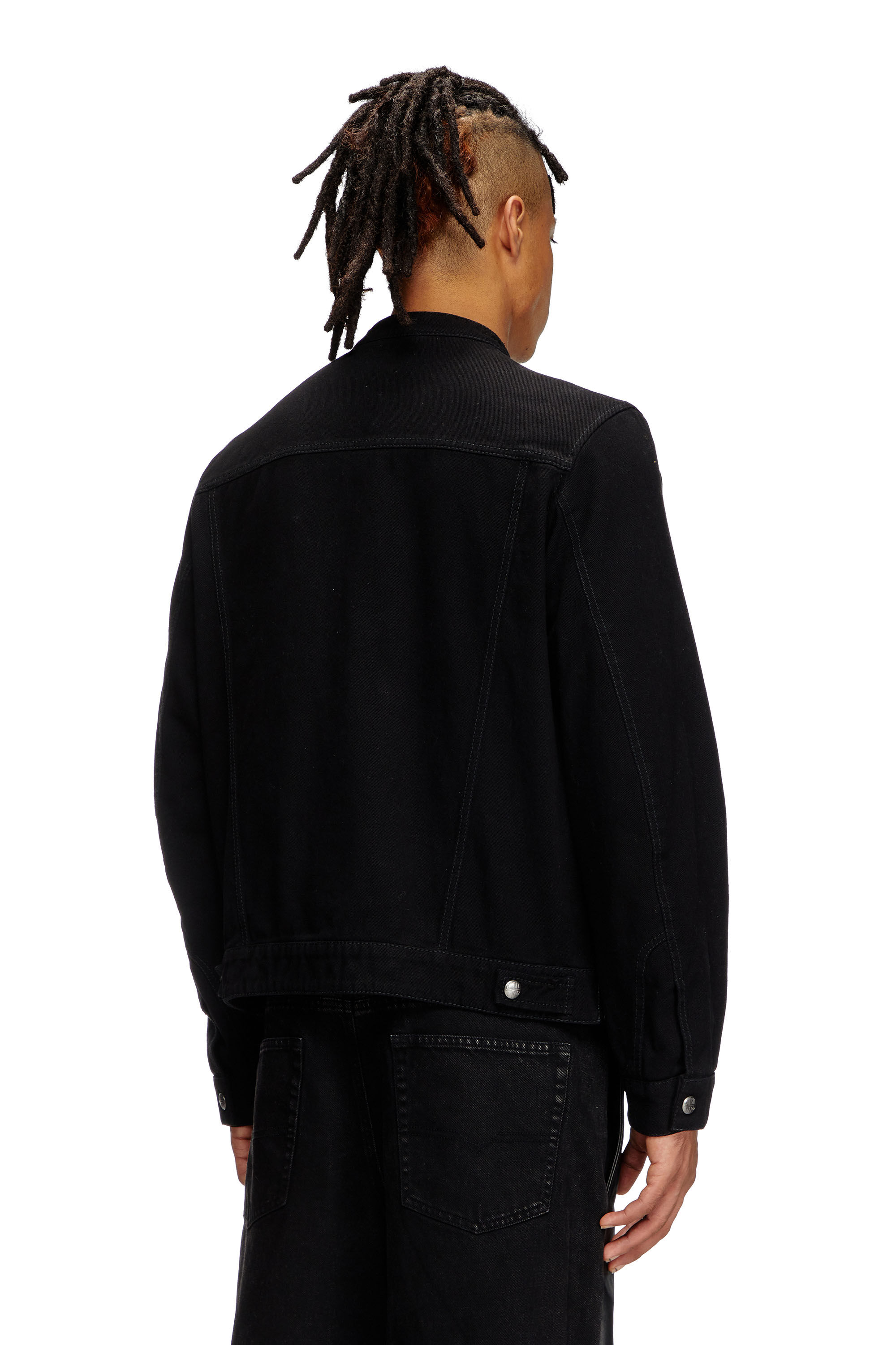 Diesel - L-SIMZ, Giacca ibrida in denim e pelle Uomo in Nero - 4