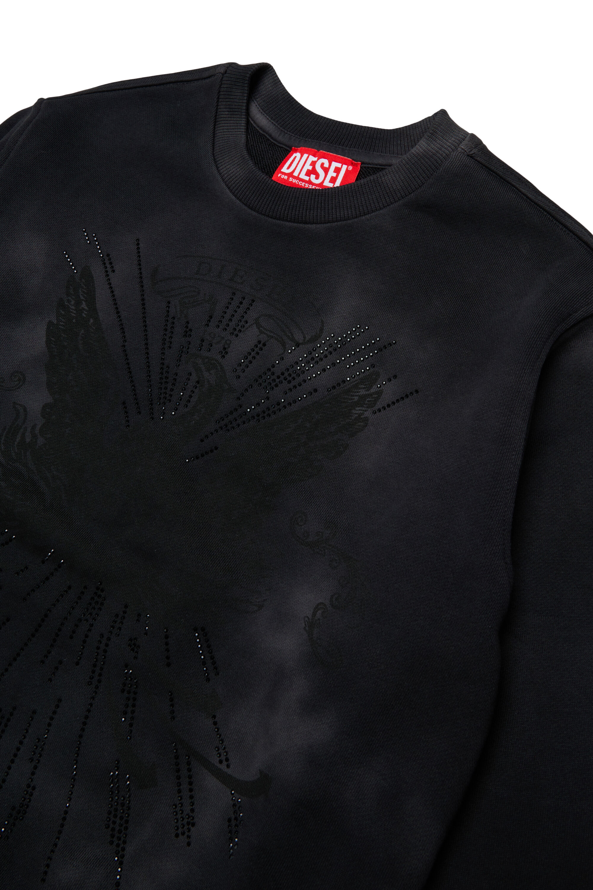 Diesel - SFIN OVER, Felpa effetto nuvolato con motivo fenice Uomo in Nero - 3