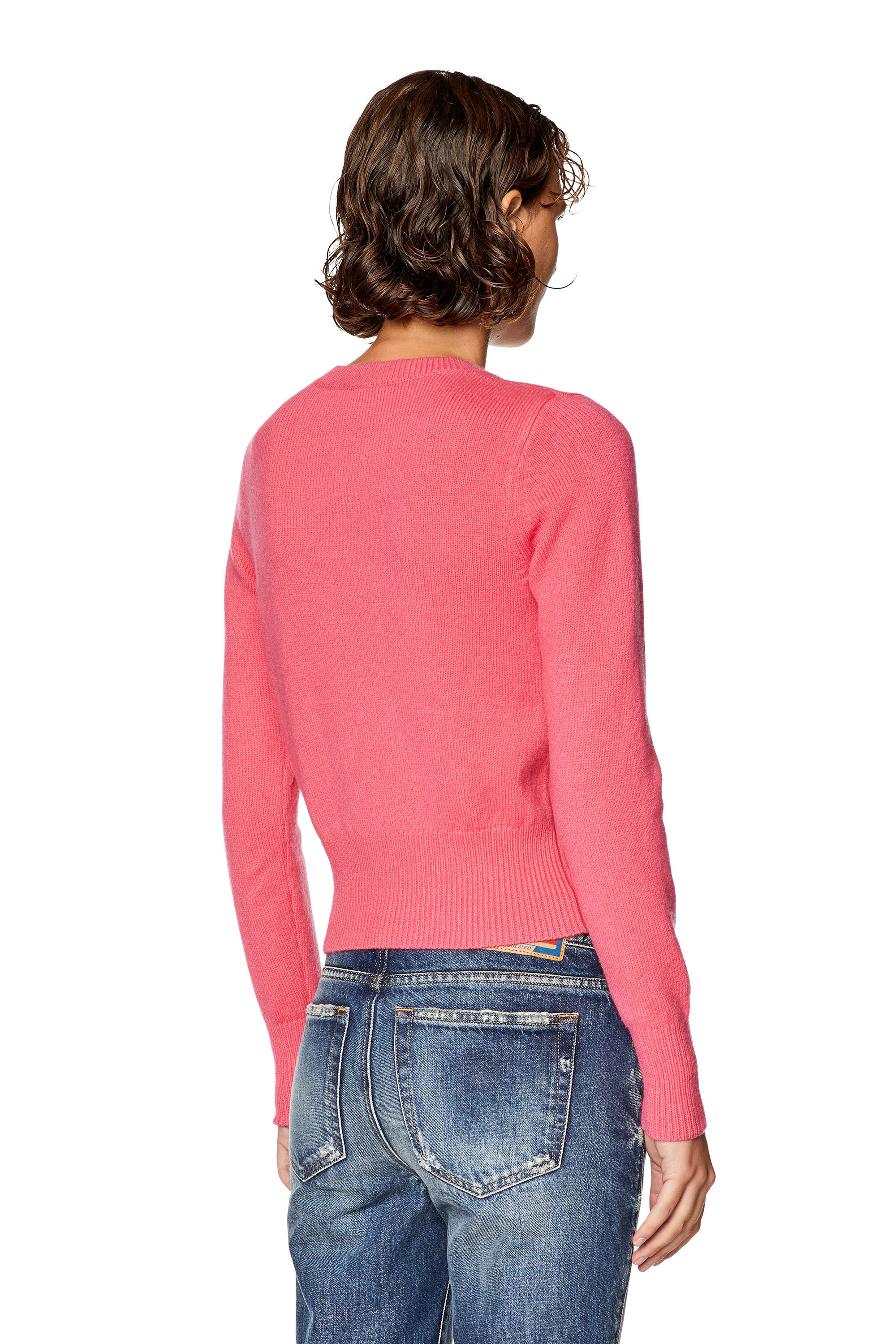 Diesel - M-AREESA, Maglia con logo cut-out ricamato Donna in Rosa - 4