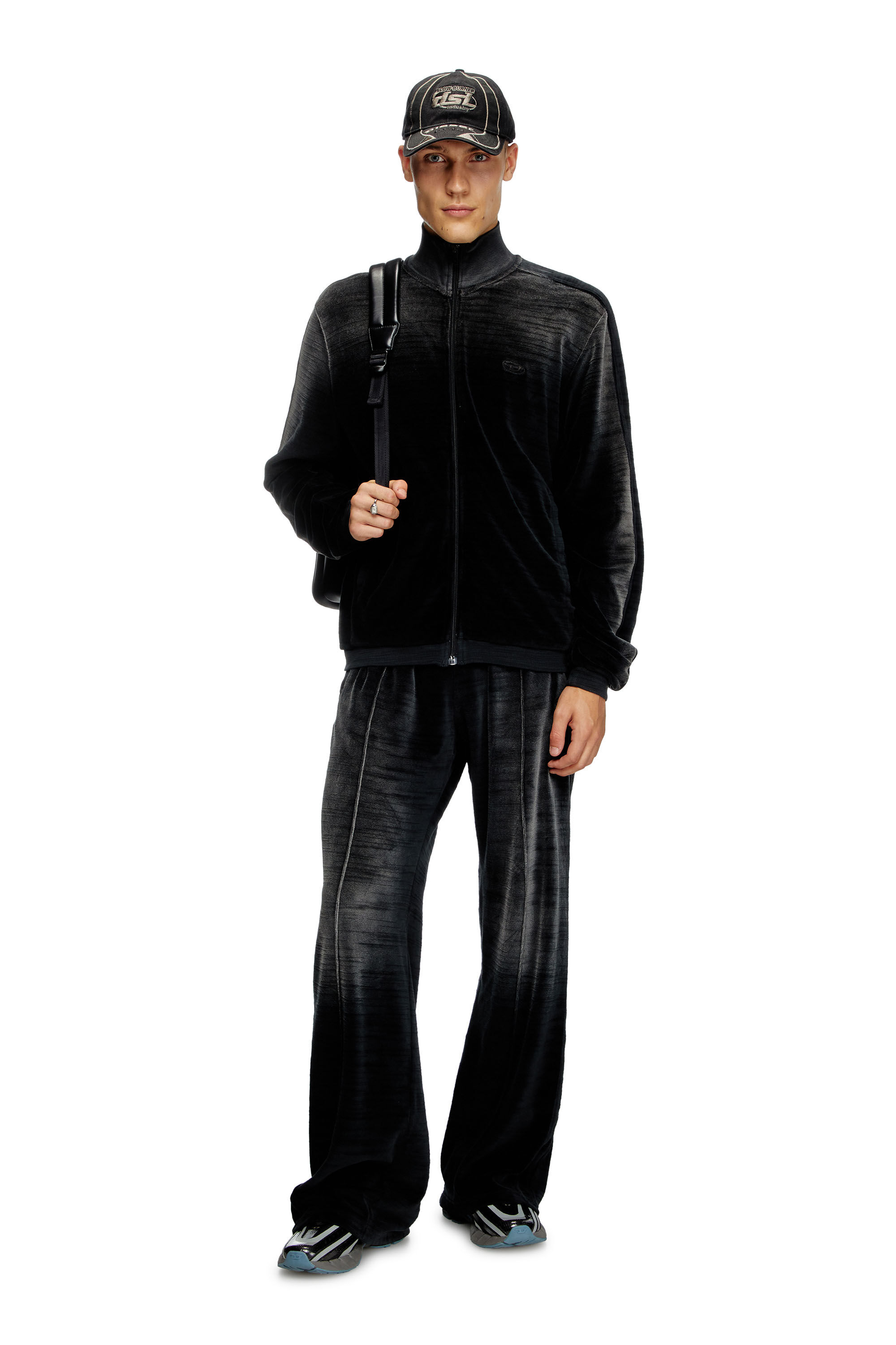 Pantaloni tuta in ciniglia sfumata Uomo Nero Diesel