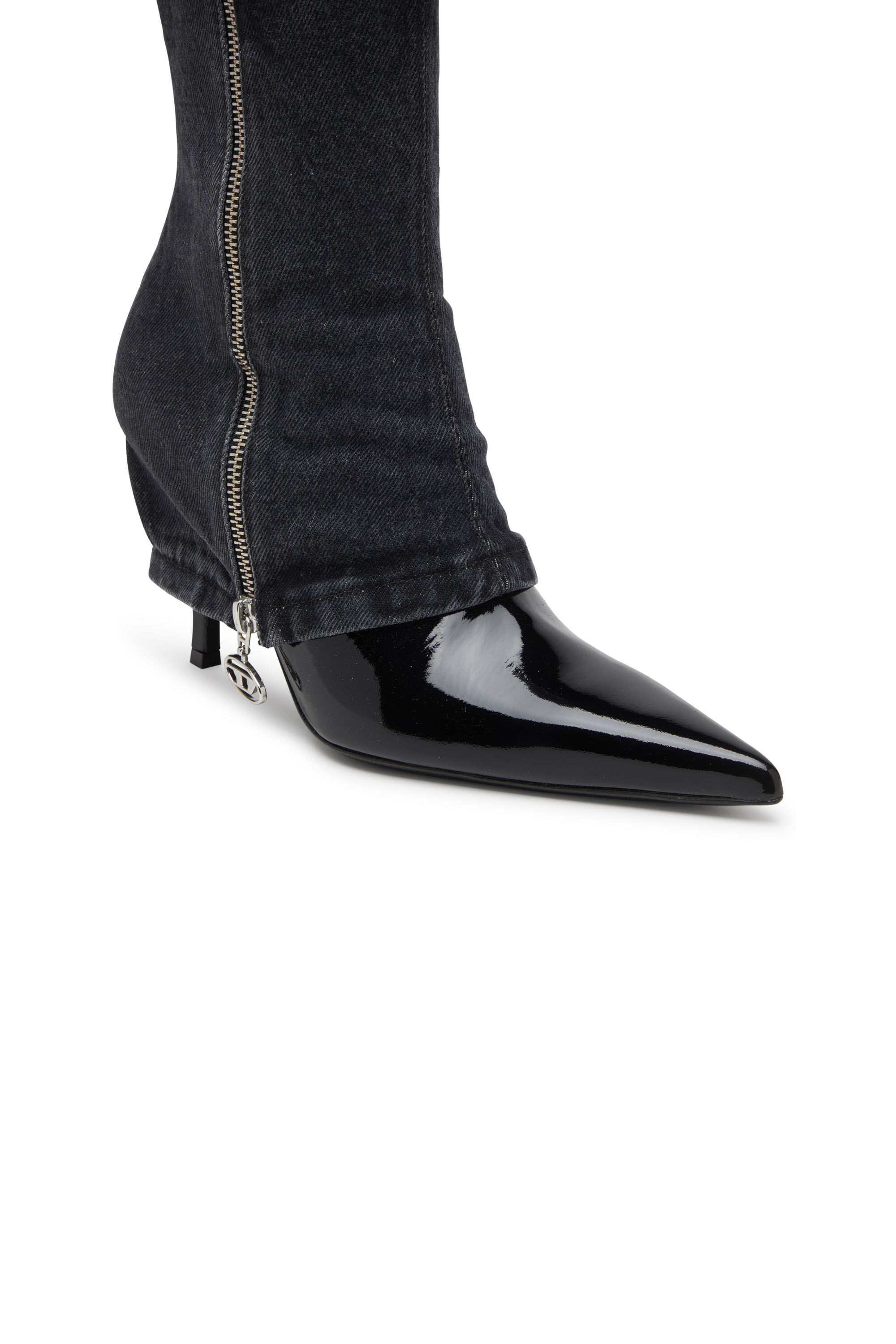 Diesel - D-VENUS TWISTED BOOT, D-Venus-Stivali al ginocchio con effetto trompe l'oeil Donna in Nero - 4