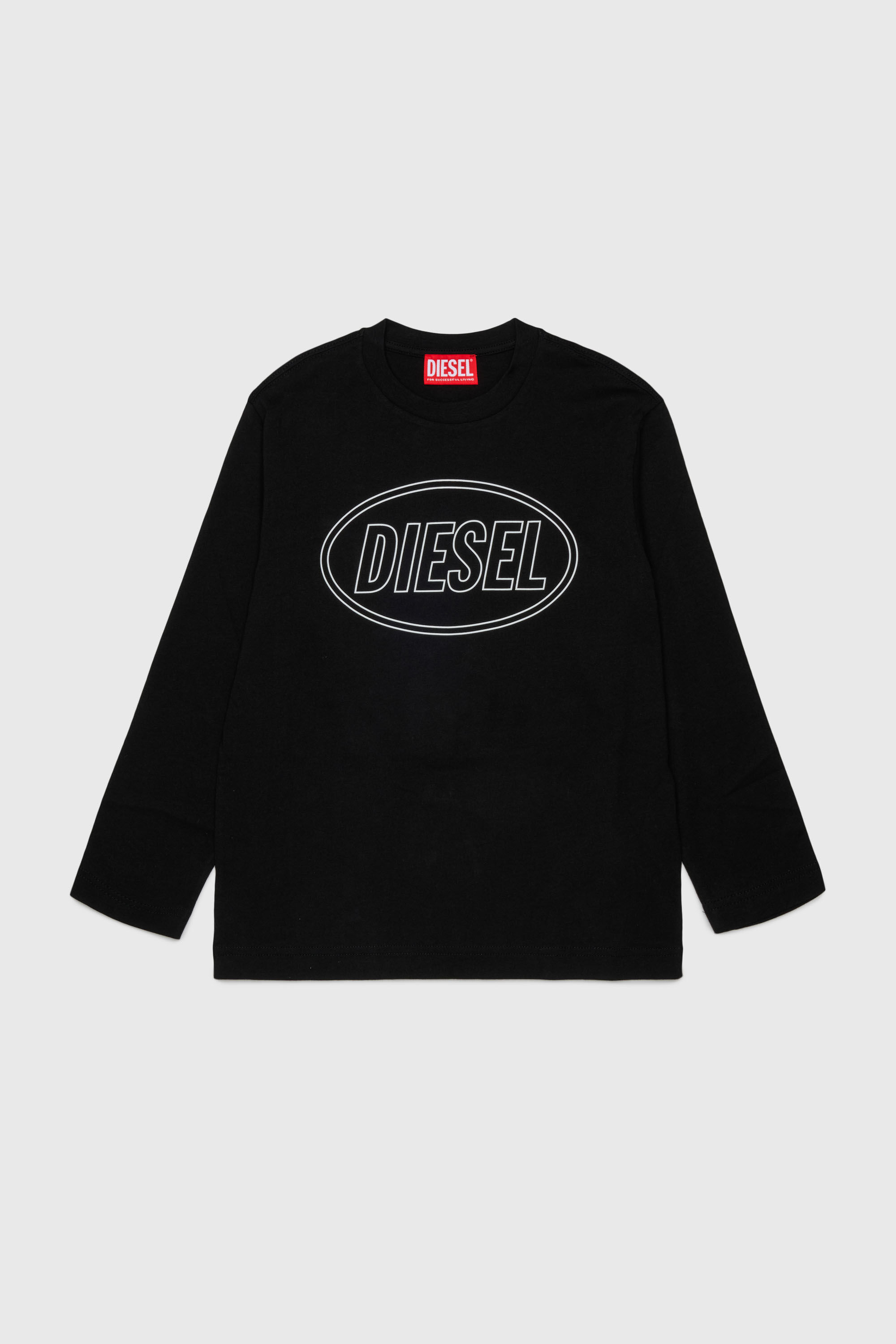 Diesel - TCIRCLELS OVER, T-shirt a manica lunga con logo Oval D Uomo in Nero - 1
