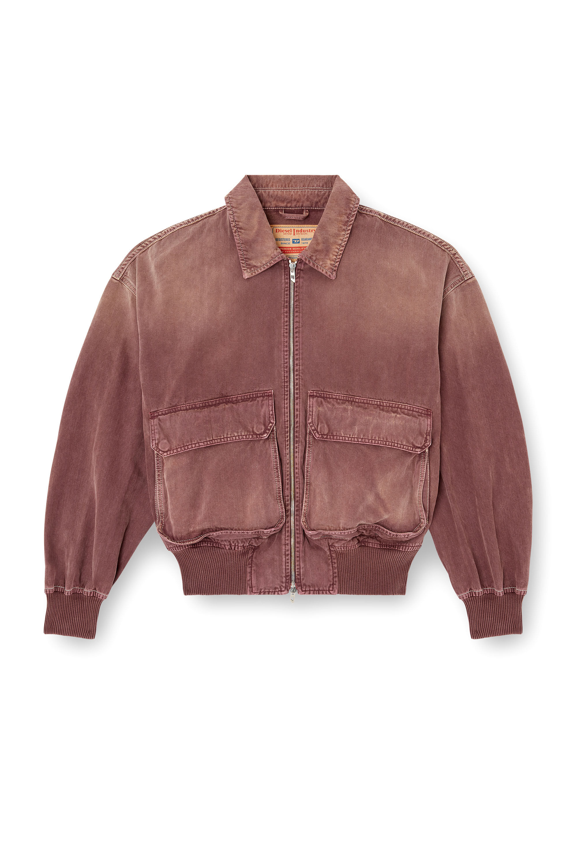 Diesel - D-KURZ, Giacca in denim colorato herringbone Unisex in Marrone - 2