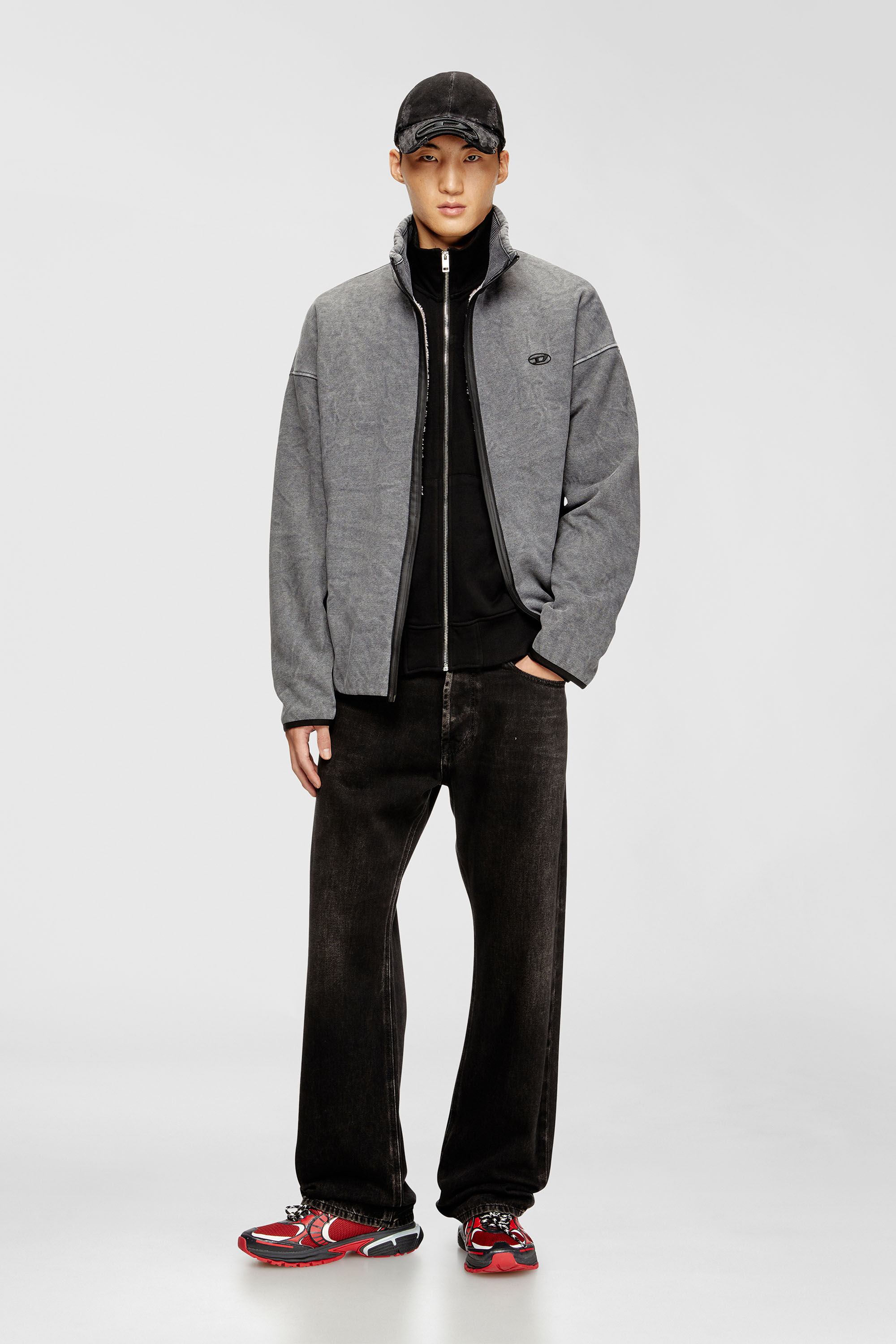 Diesel - S-BATY-NEW, Felpa con chiusura a zip e rivestimento interno Uomo in Grigio - 1