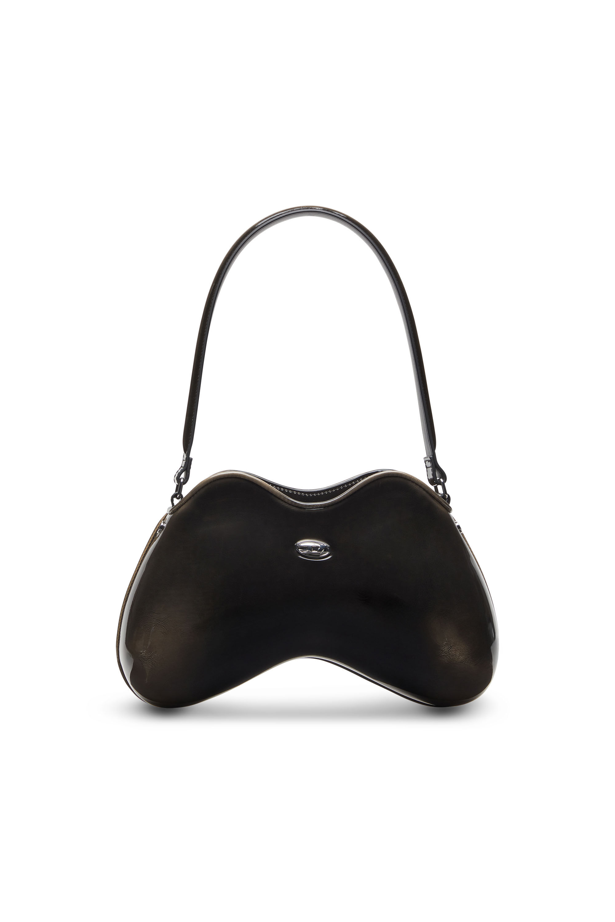 Diesel - DOUBLE-D SHOULDER, Borsa a spalla in PU lucido dégradé Donna in Nero - 1
