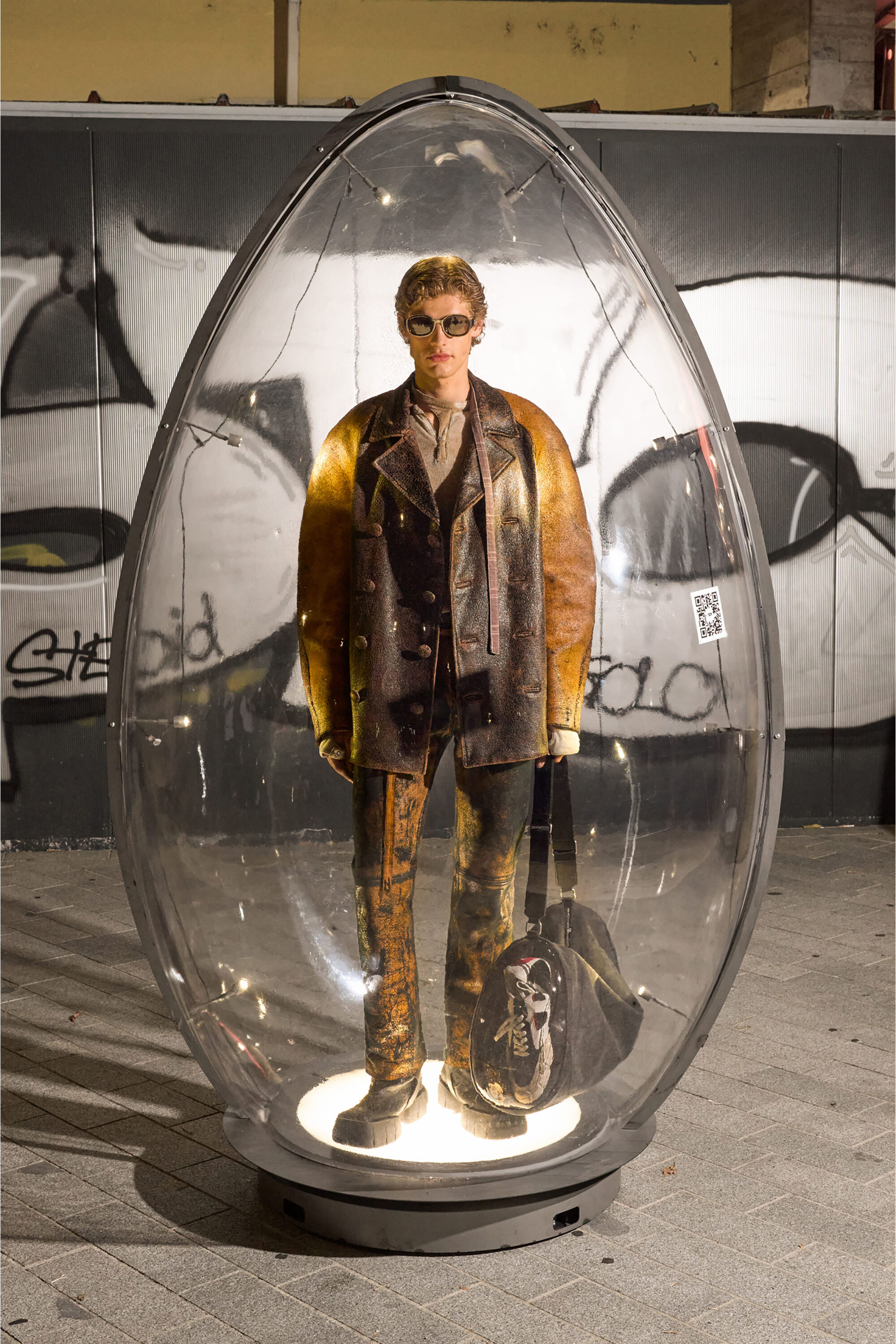 Diesel - L-NAHUN, Caban ampio in pelle craquel&eacute; Uomo in Marrone - 6