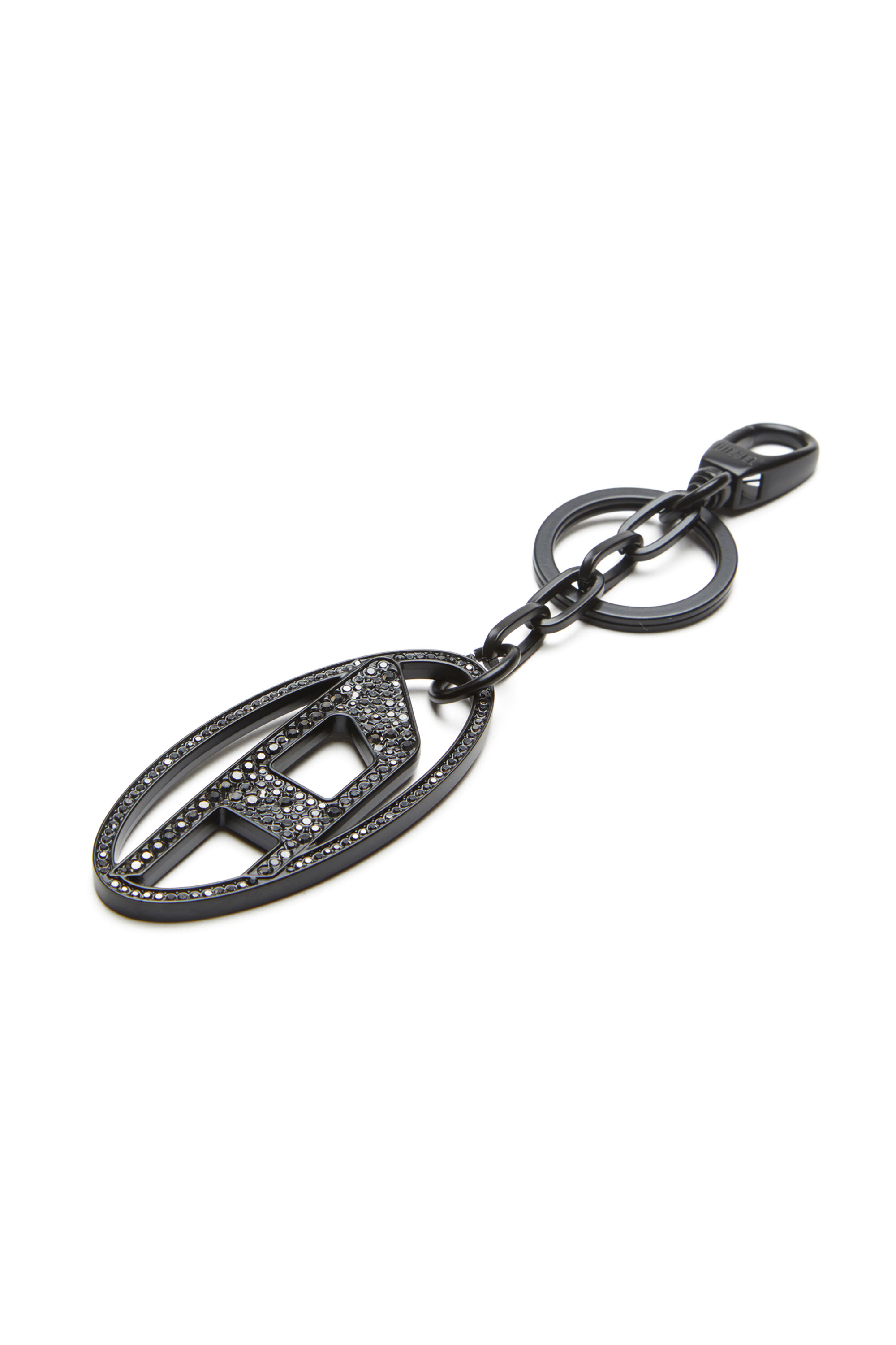 Portachiavi Oval D in metallo con cristalli Donna | Nero | Diesel