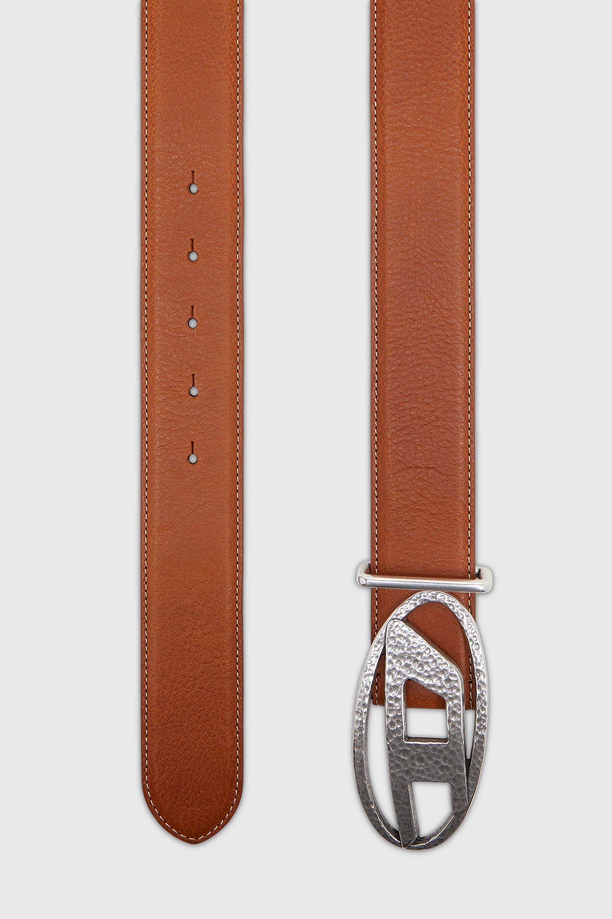 Diesel - B-1DR, 4cm cintura in pelle con fibbia Oval D martellata Unisex in Marrone - 2