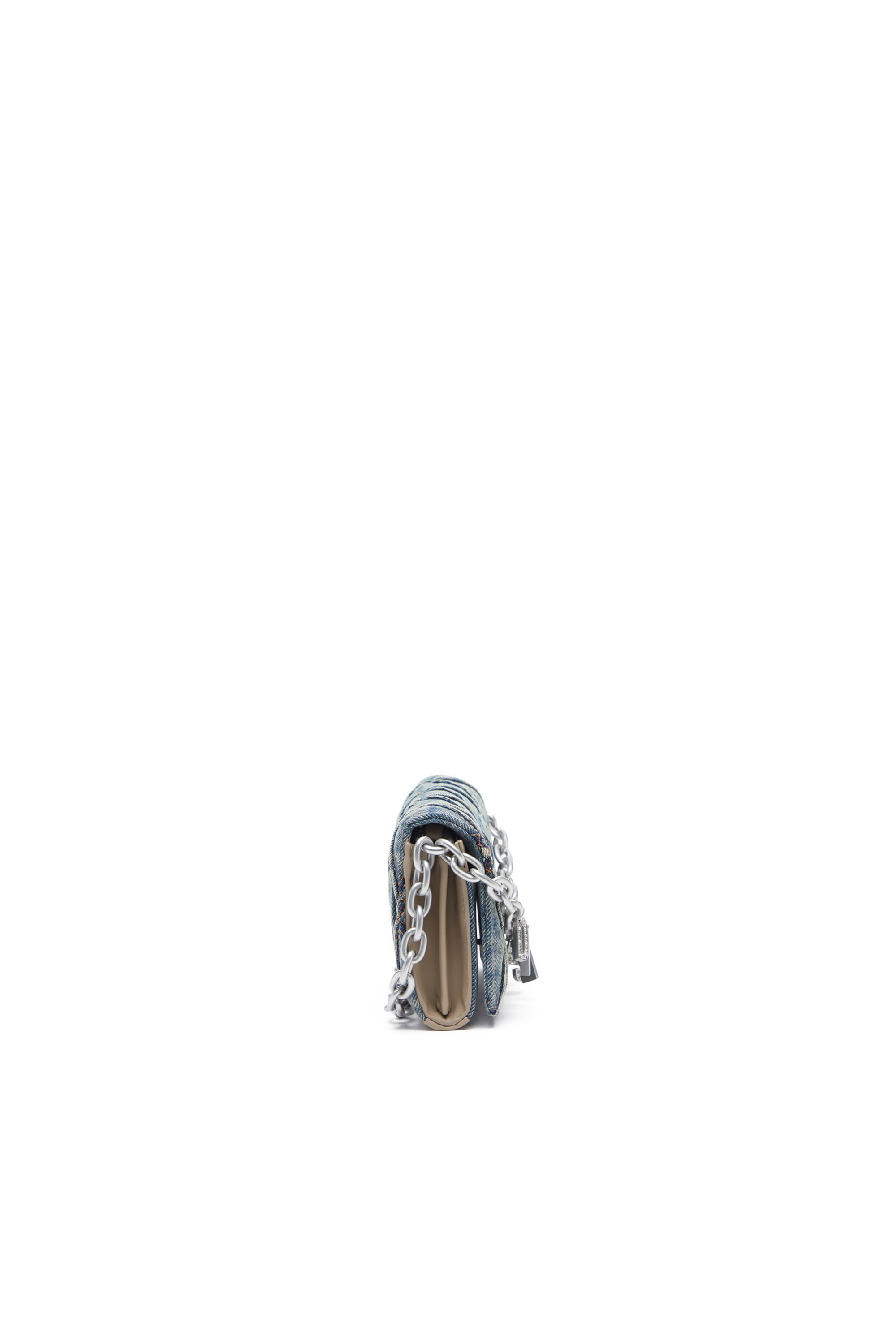 Diesel - CHARM-D WALLET STRAP, Portafoglio con tracolla in denim a rombi Donna in Blu - 3