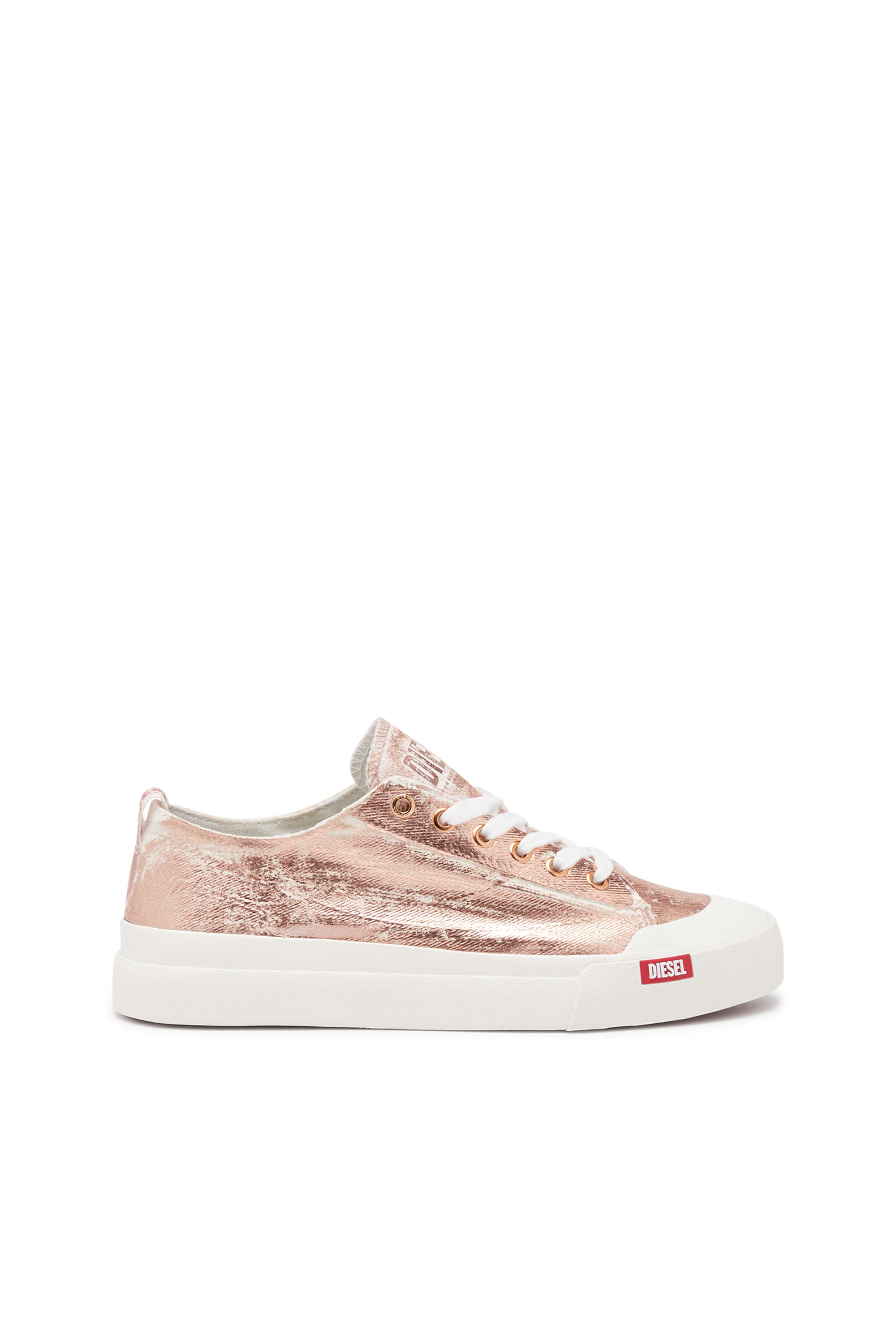 Diesel - S-ATHOS LOW W, Donna S-Athos Low-Sneaker in canvas metallizzato distressed in Rosa - Image 1