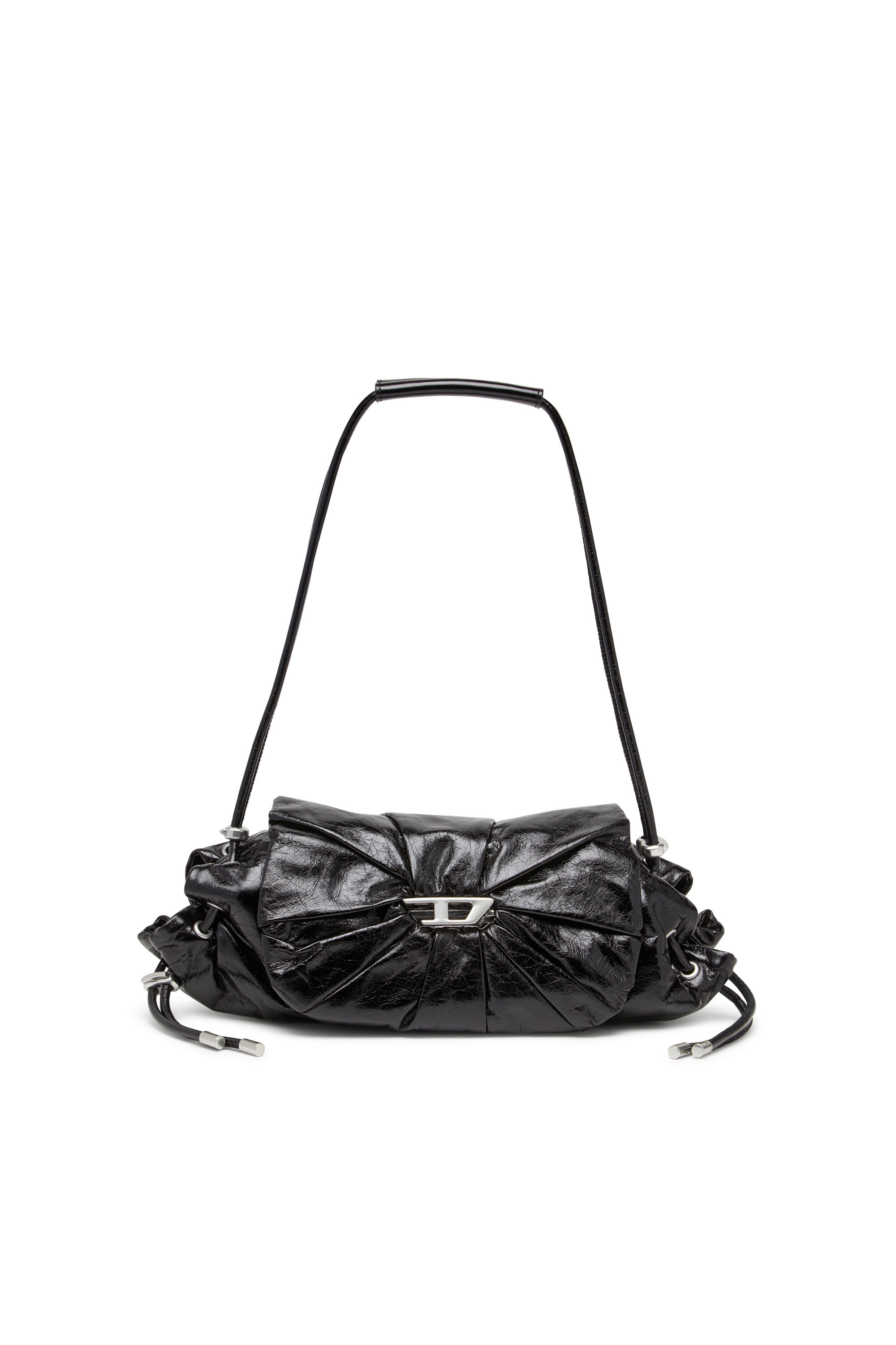 Diesel - SCRUNCH-D SHOULDER S, Borsa a spalla in pelle arricciata Donna in Nero - 1
