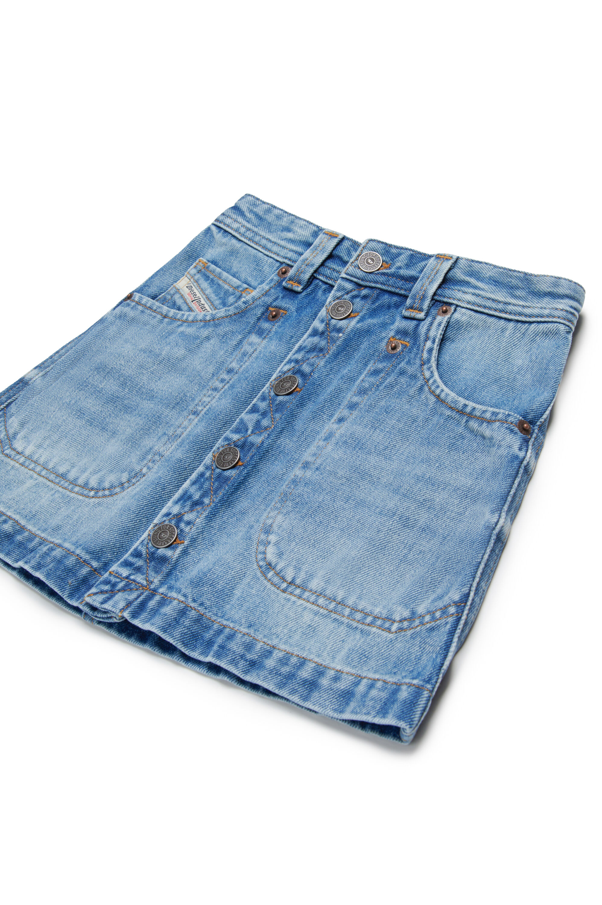 Diesel - GEALBUS, Minigonna in denim con bottoni sul davanti Donna in Blu - 3