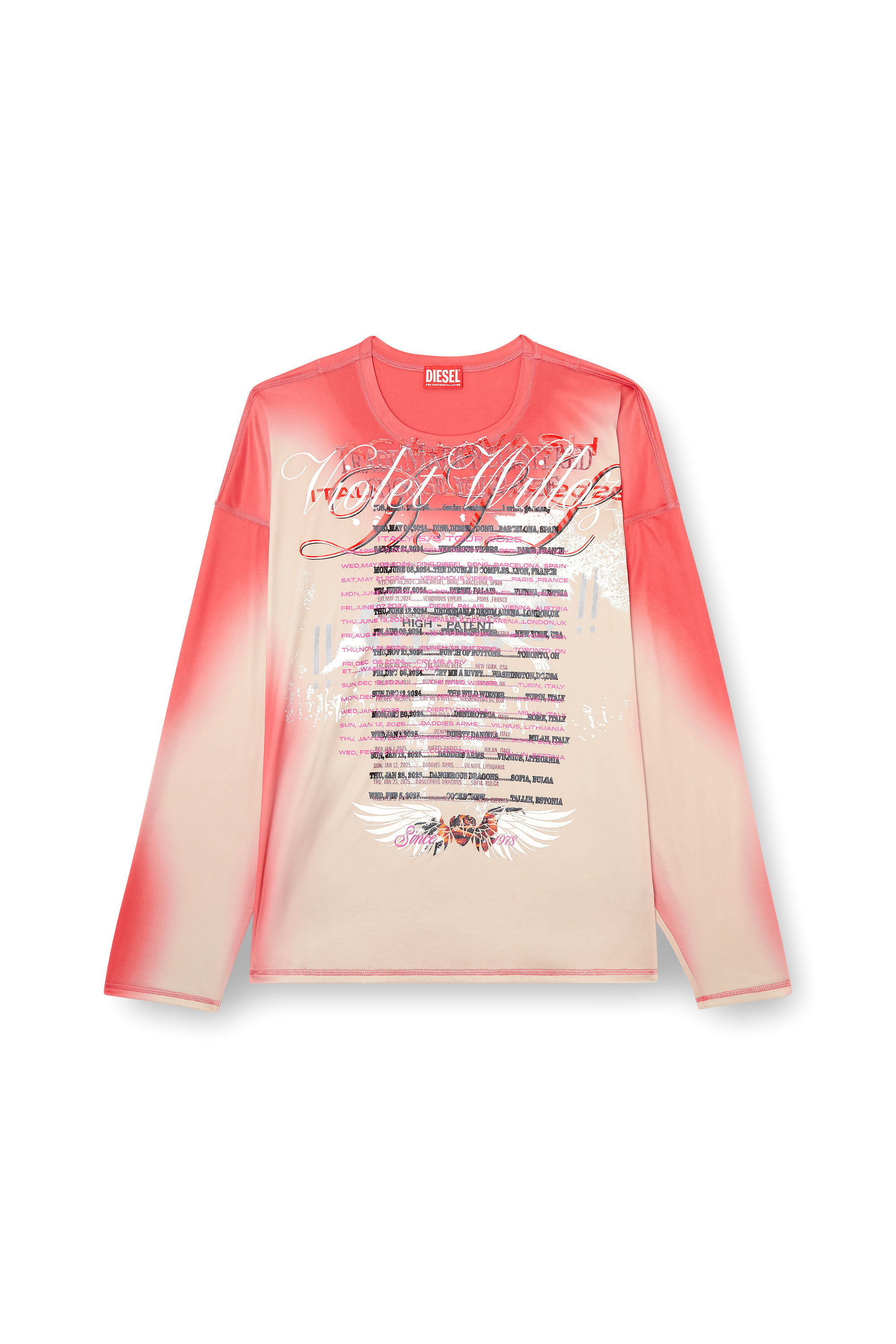 Diesel - T-OLAVI-BB, T-shirt a maniche lunghe in tech-jersey con stampa DJ Unisex in Rosa - 2