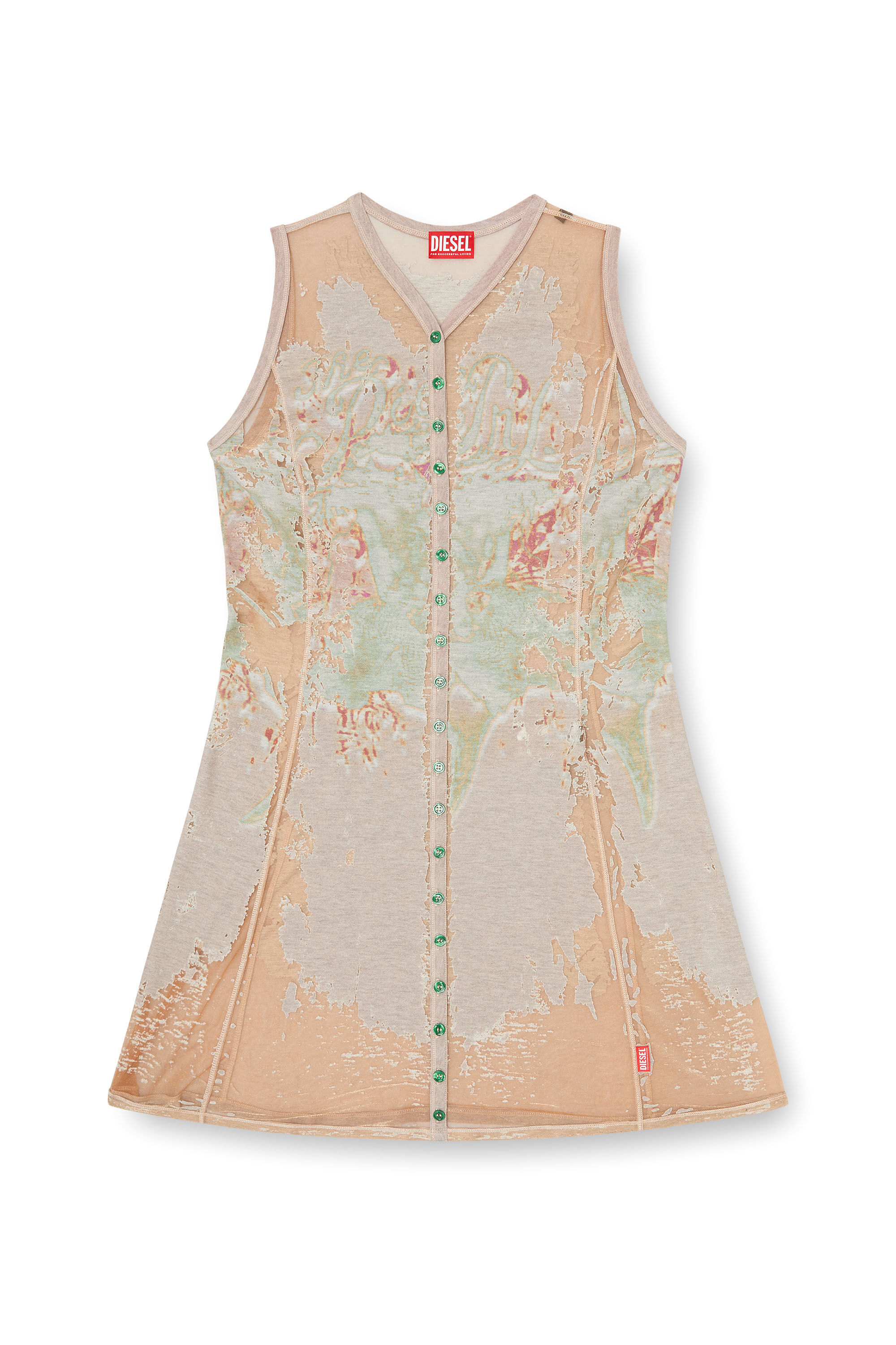 Diesel - D-ALFIO, Abito corto in jersey d&eacute;vor&eacute; stampato Donna in Marrone - 2