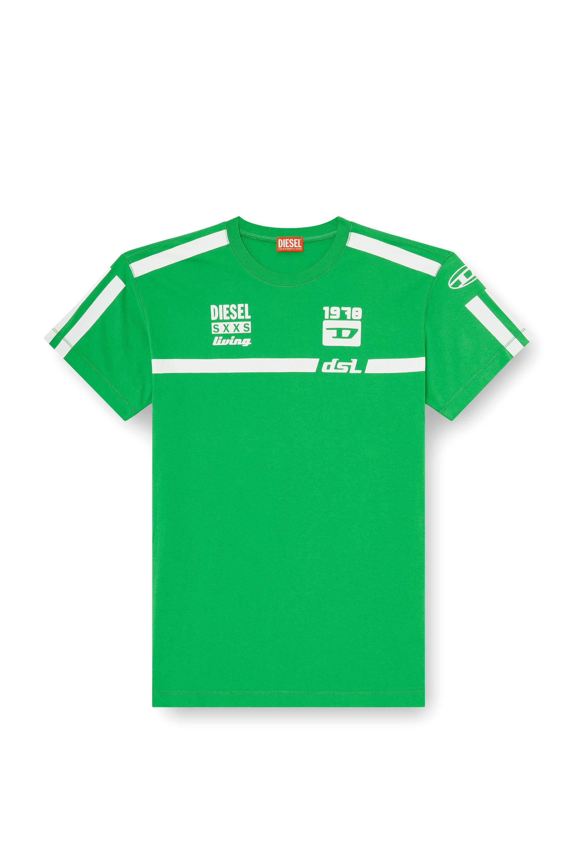 Diesel - T-NORM-V12, T-shirt in cotone con stampe Uomo in Verde - 2